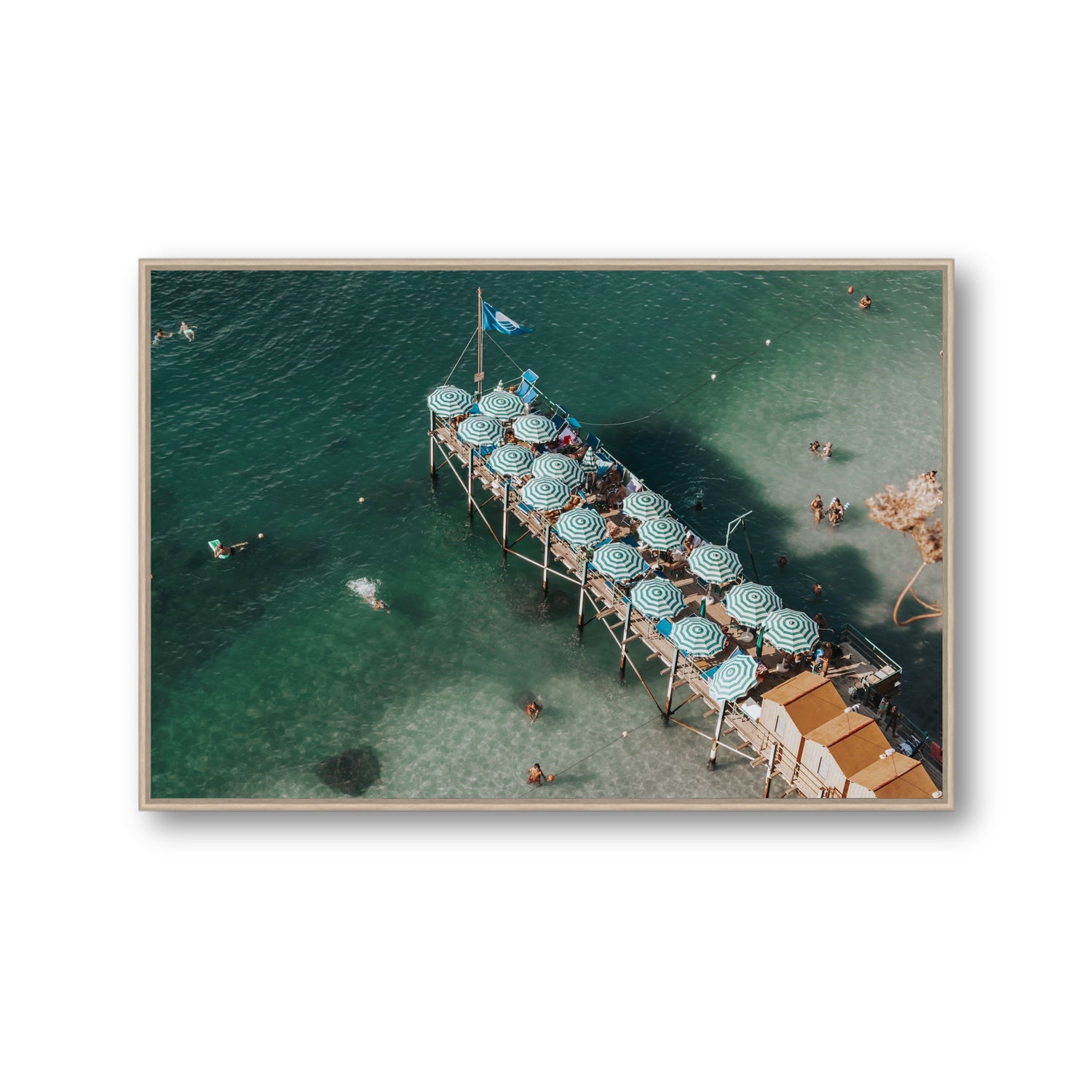 Sorrento Shangri La Sorrento coastal Italian wall art Gallery fine art canvas in natural oak float frame