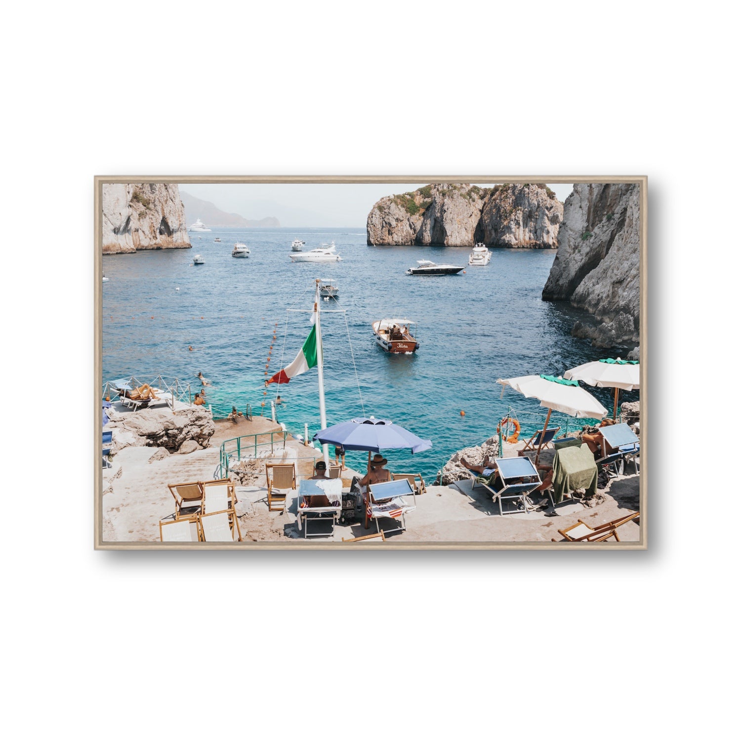 Smooth Sailing fine art print, Capri, Italy, Gallery, Natural Oak Float Frame, Fine Art Canvas