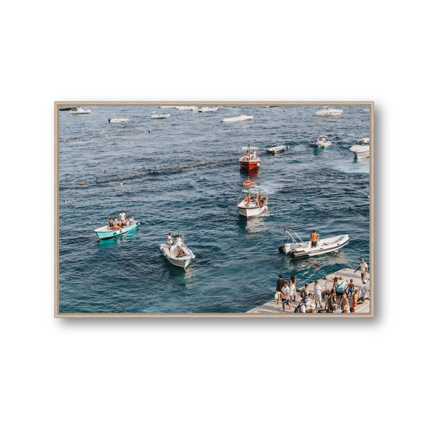 Nautical Parade Positano wall art Gallery fine art canvas in natural oak float frame