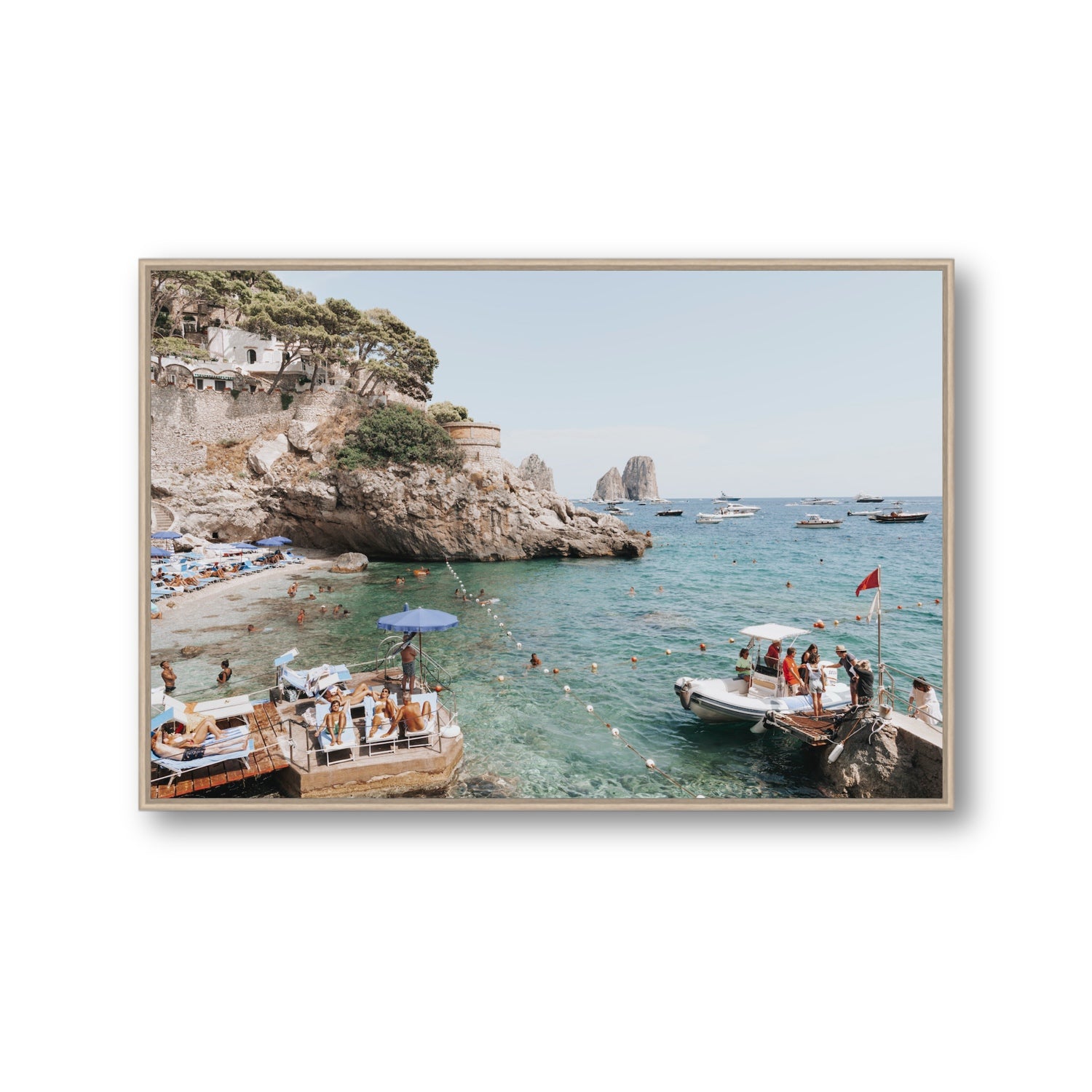 Torre Saracena fine art print, Capri, Italy, Gallery, Natural Oak Float Frame, Fine Art Canvas