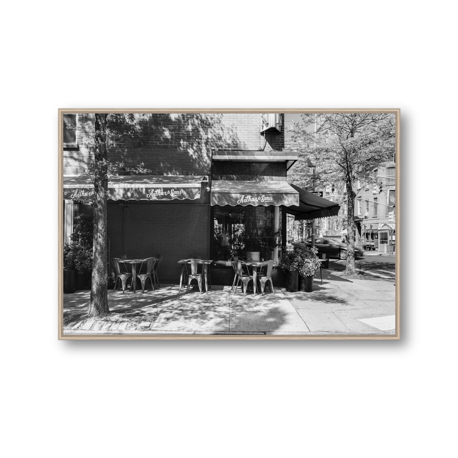 Arthur's Corner New York NYC Restaurant wall art Gallery fine art canvas in natural oak float frame