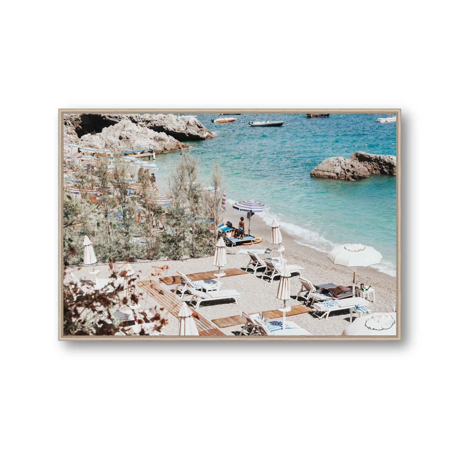 Life Could Be A Dream Amalfi wall art Gallery fine art canvas in natural oak float frame
