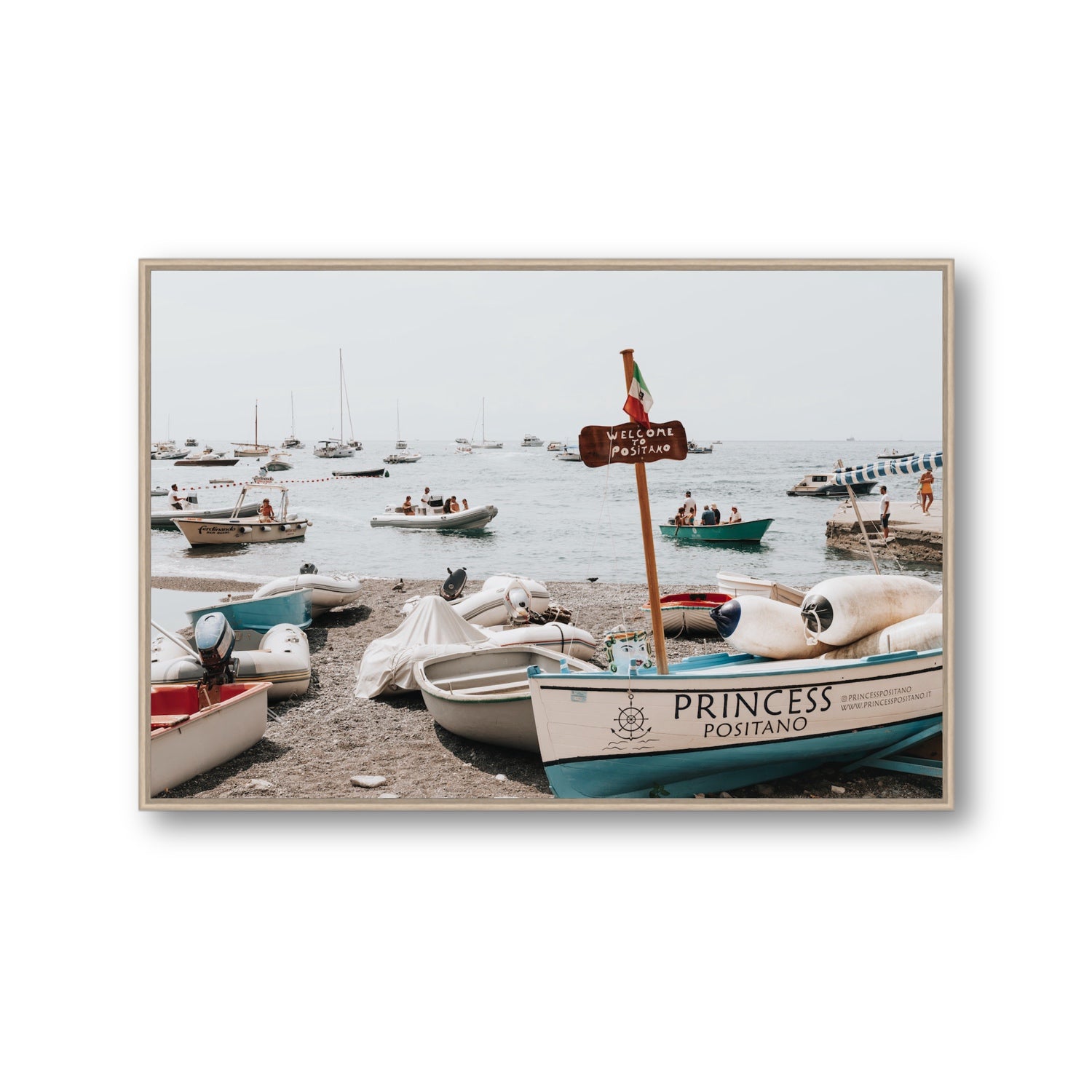 Princess Positano fine art print, Positano, Italy, Gallery, Natural Oak Float Frame, Fine Art Canvas
