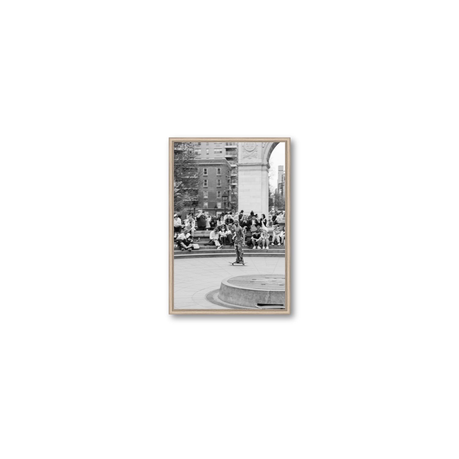 Parkside Pirouettes New York NYC Black & White wall art Small fine art canvas in natural oak float frame