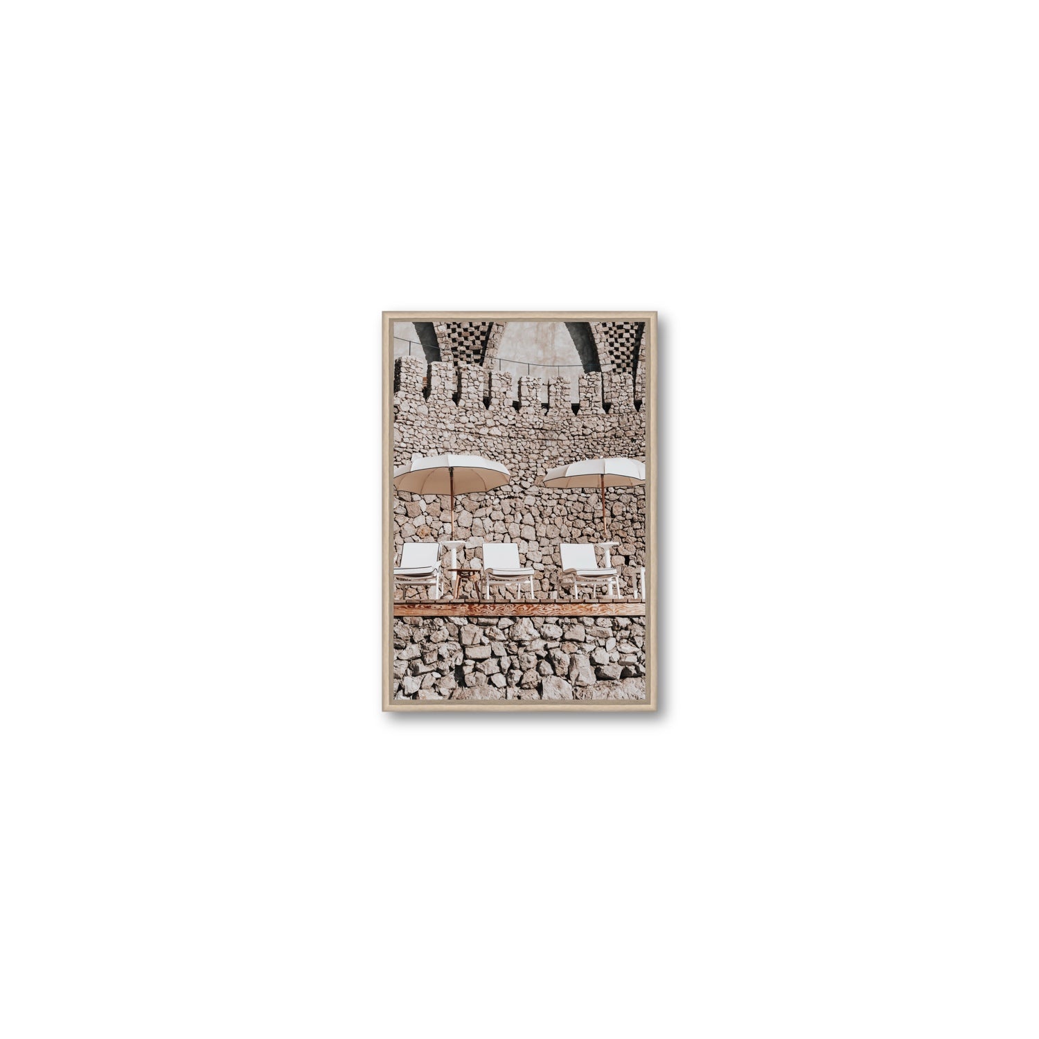 Pietra Amalfitana fine art print, Amalfi, Italy, luxury escapes artwork, Small, Natural Oak Float Frame, Fine Art Canvas