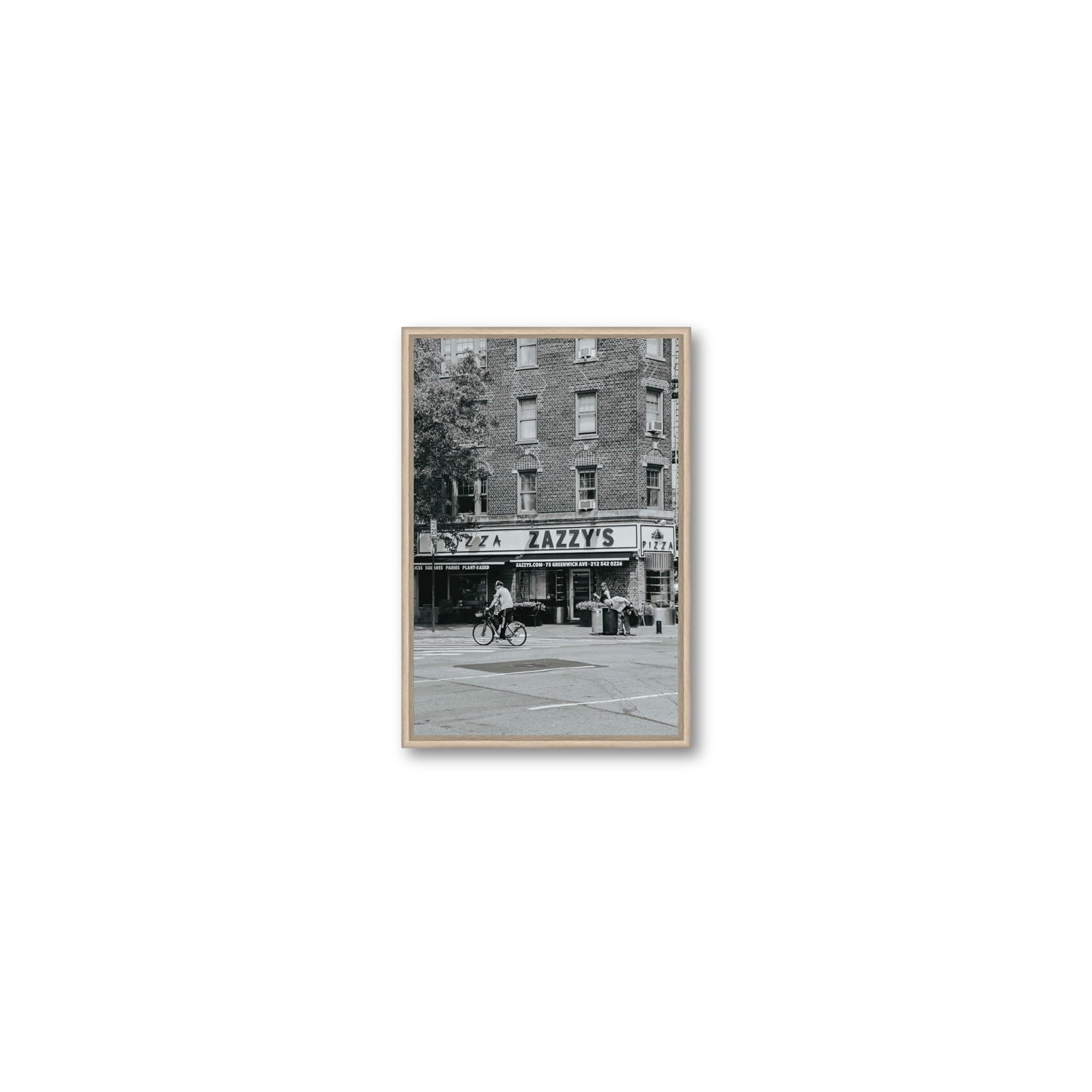Zazzy's New York NYC Black & White wall art Small fine art canvas in natural oak float frame