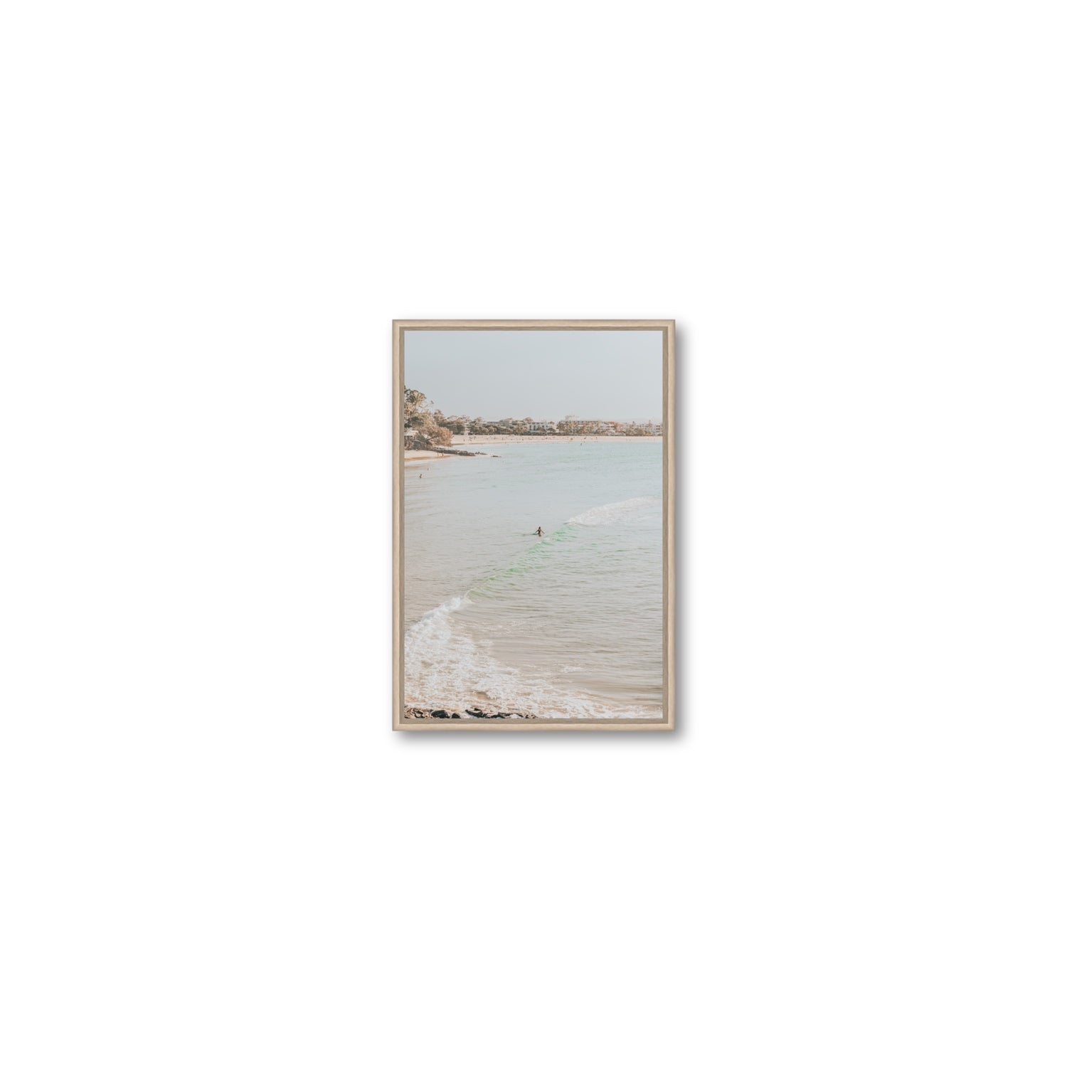 Salt Reverie fine art print, Noosa, Australia, coastal scenes artwork, Small, Natural Oak Float Frame, Fine Art Canvas