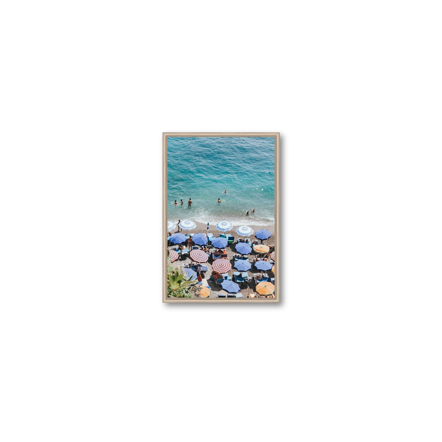 Paradise Beach fine art print, Positano, Italy, Small, Natural Oak Float Frame, Fine Art Canvas