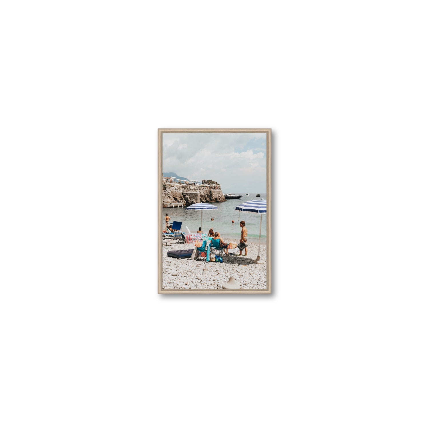 Couple Goals Nerano Amalfi Coast coastal wall art Small fine art canvas in natural oak float frame