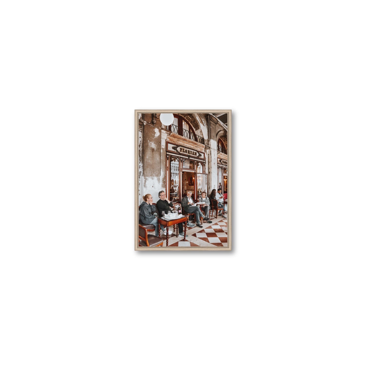 Tea Room Venice Italian wall art Small fine art canvas in natural oak float frame