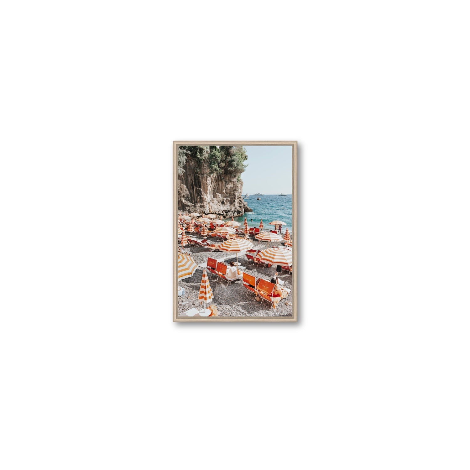 Tangerine Dream fine art print, Positano, Italy, Small, Natural Oak Float Frame, Fine Art Canvas