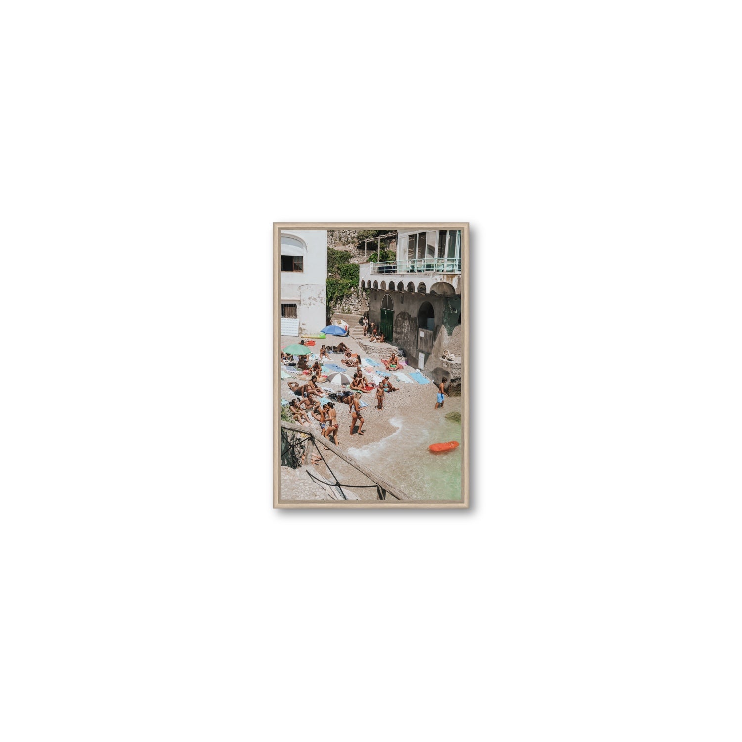 The Sunbathers Oasis fine art print, Capri, Italy, Small, Natural Oak Float Frame, Fine Art Canvas