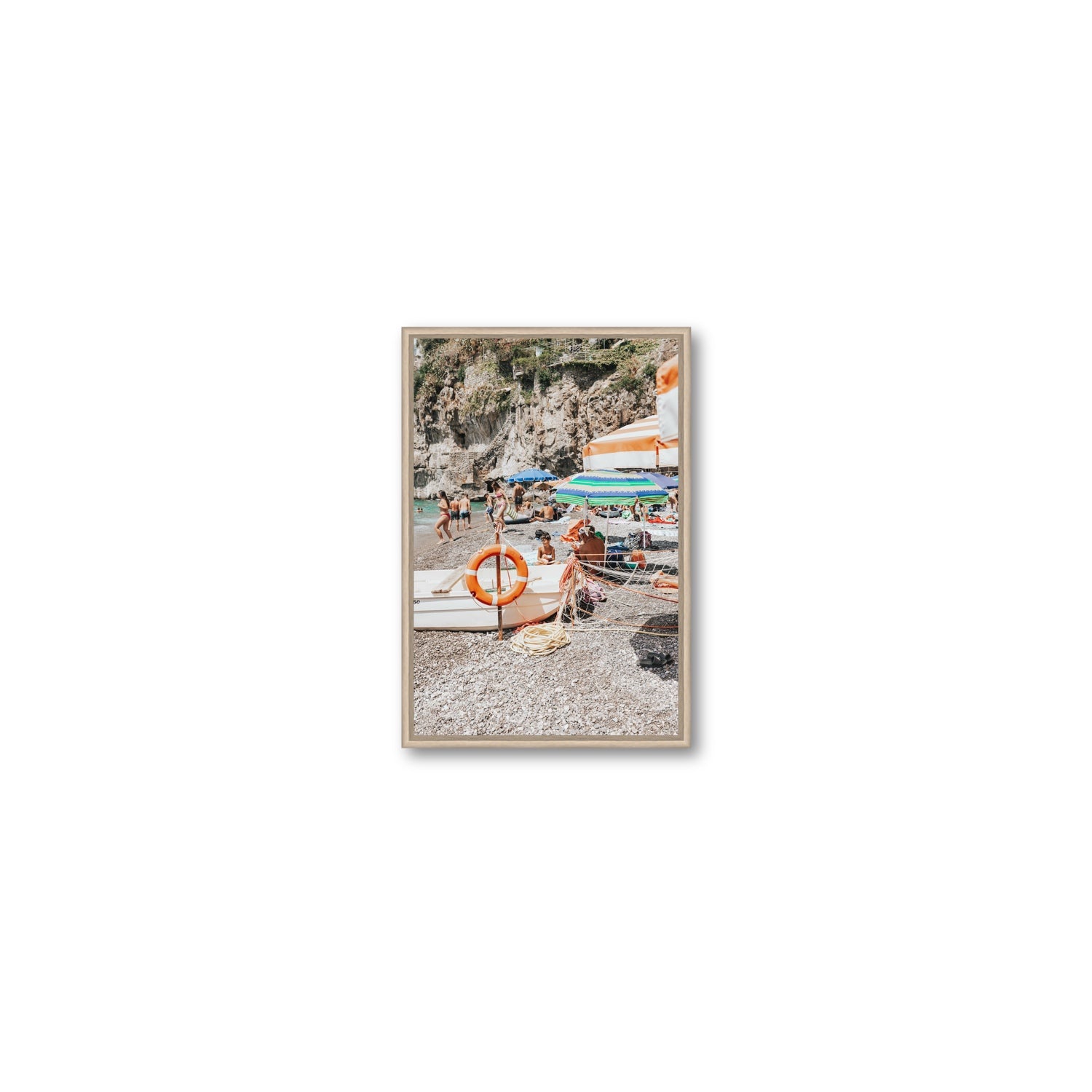 Il Ragazzo fine art print, Positano, Italy, Small, Natural Oak Float Frame, Fine Art Canvas