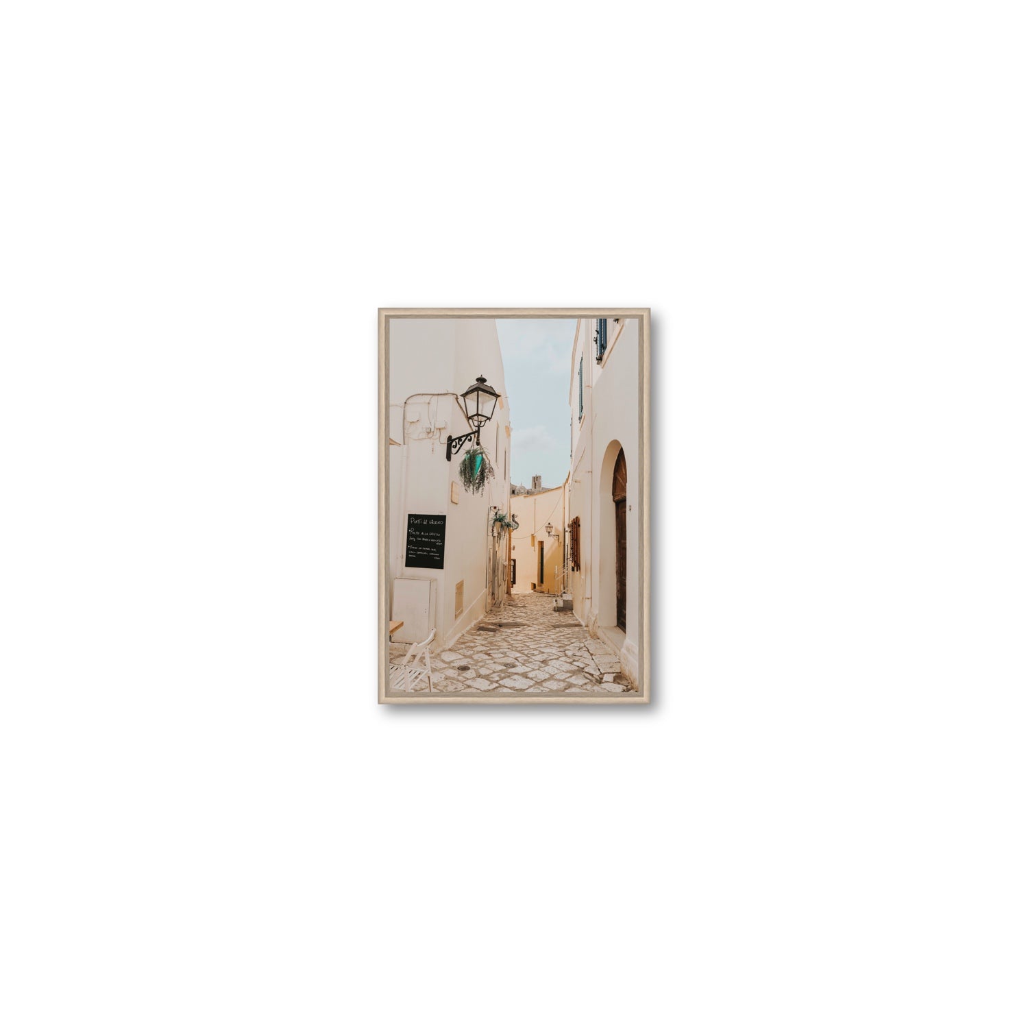 Twilight Passage Puglia Italian wall art Small fine art canvas in natural oak float frame