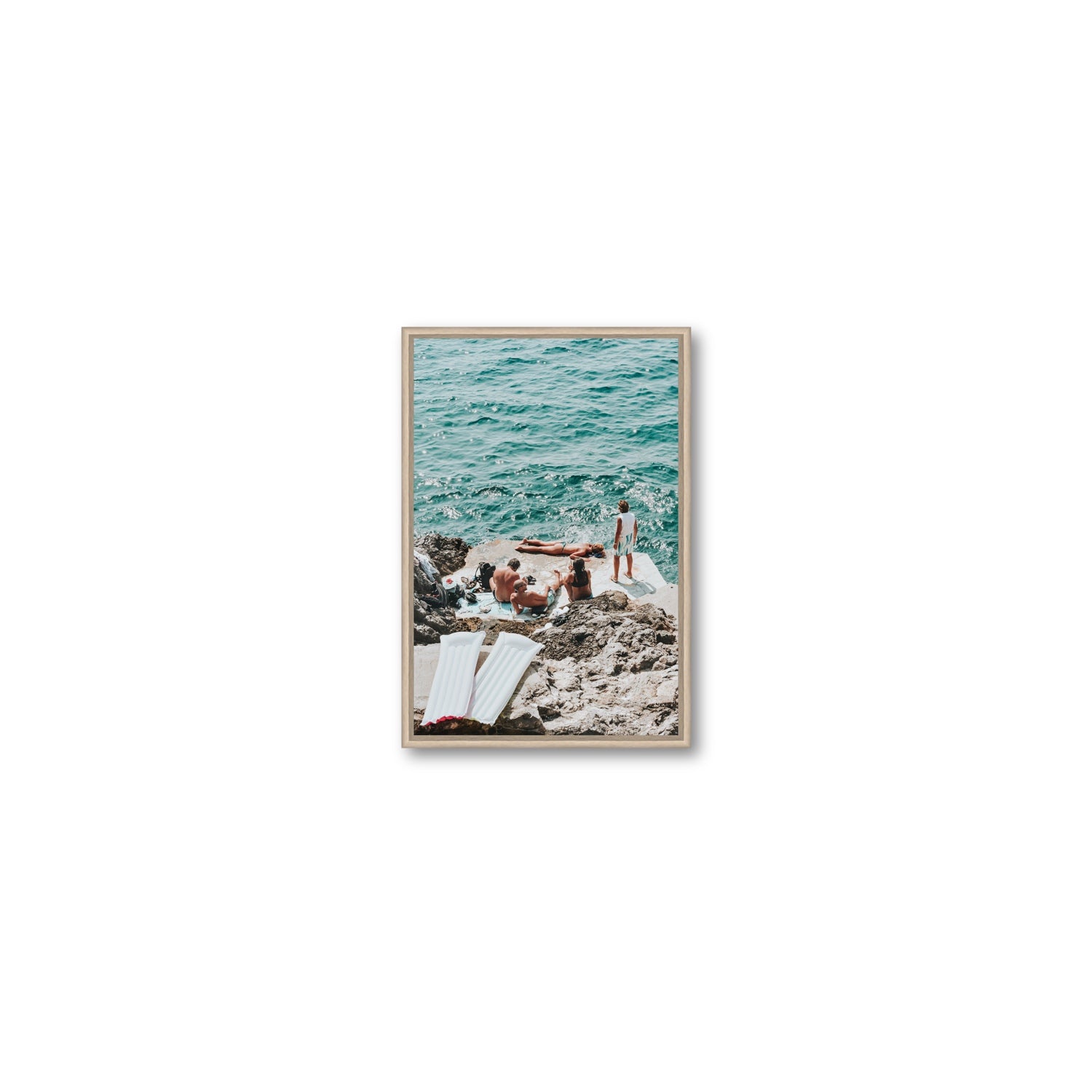 Gli Amici Praiano Amalfi Coast coastal wall art Small fine art canvas in natural oak float frame