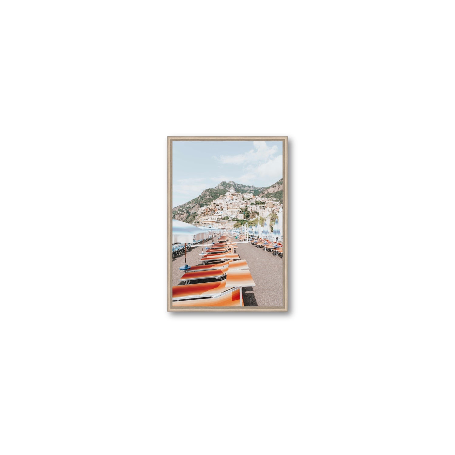 A Symphony of Colours fine art print, Positano, Italy, Small, Natural Oak Float Frame, Fine Art Canvas