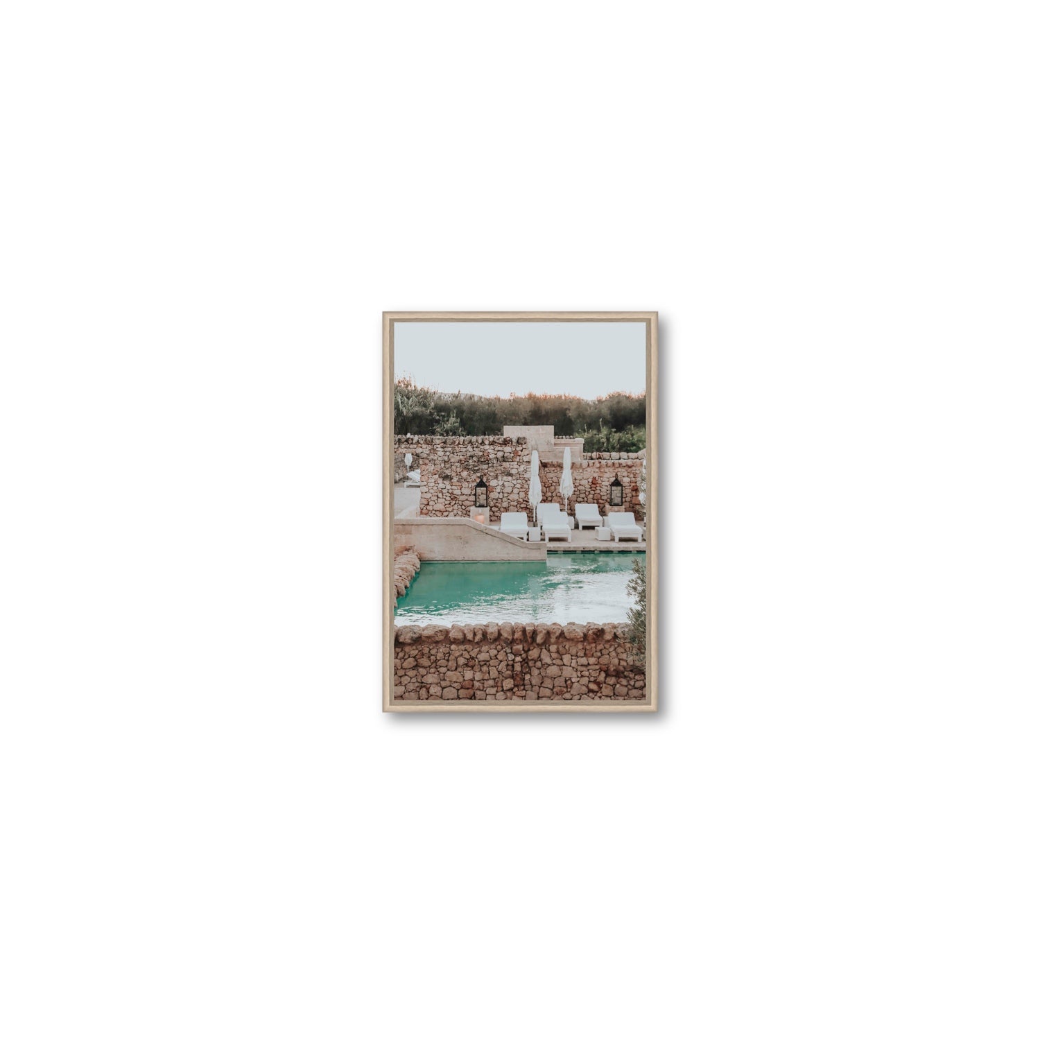 Stone Refuge fine art print, Puglia, Italy, Small, Natural Oak Float Frame, Fine Art Canvas