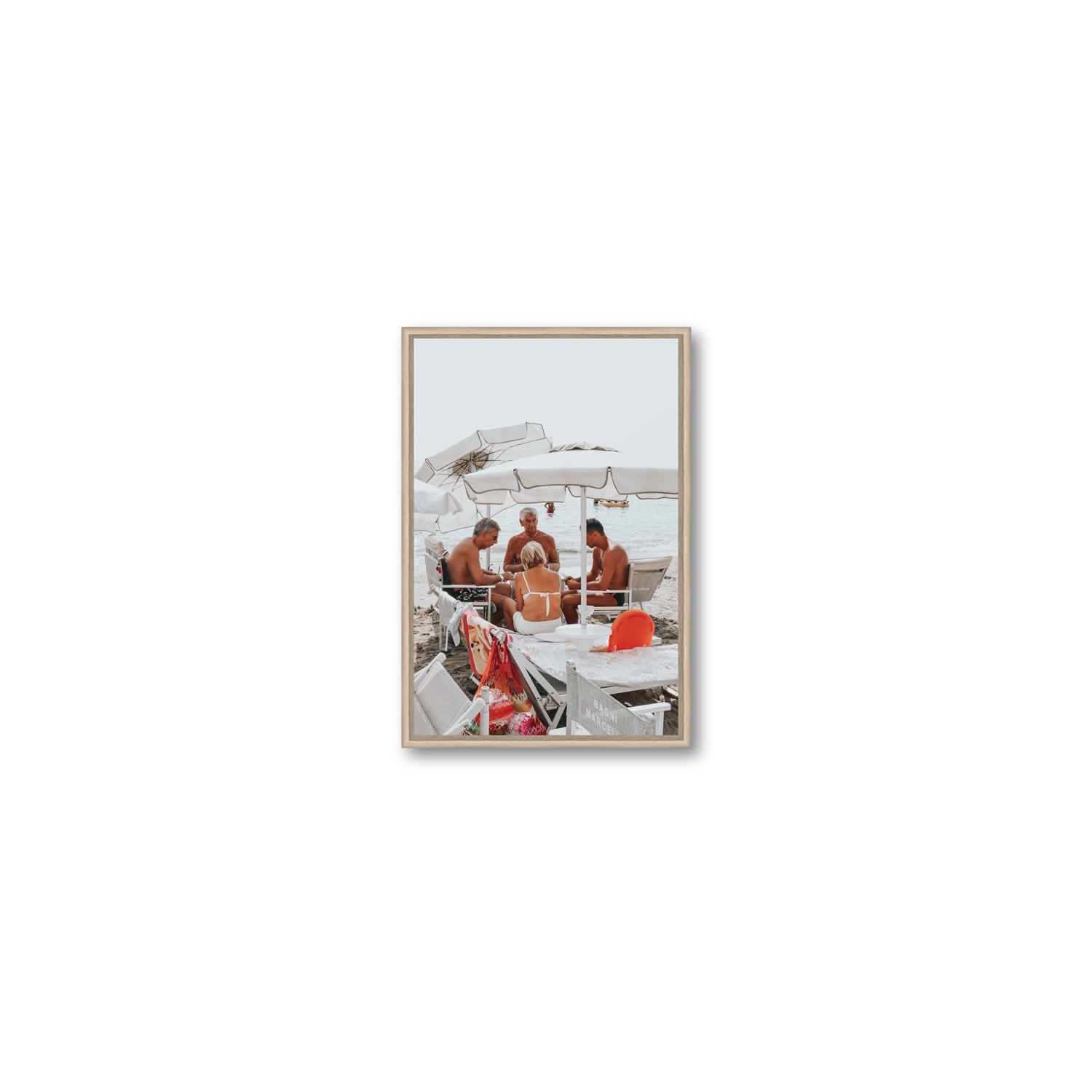 Luck Of The Draw fine art print, Alassio, Italy, Small, Natural Oak Float Frame, Fine Art Canvas