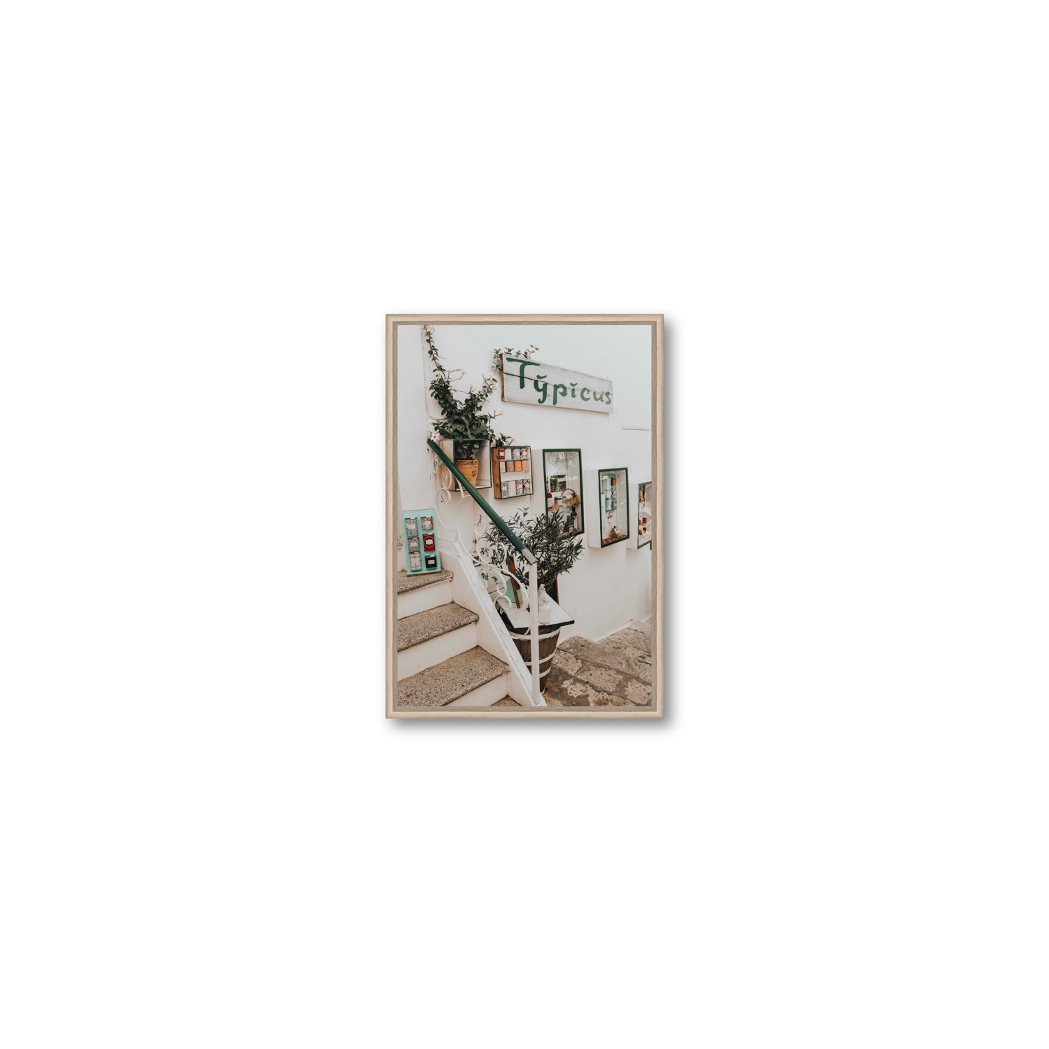 Il Negozio Puglia Ostuni wall art Small fine art canvas in natural oak float frame