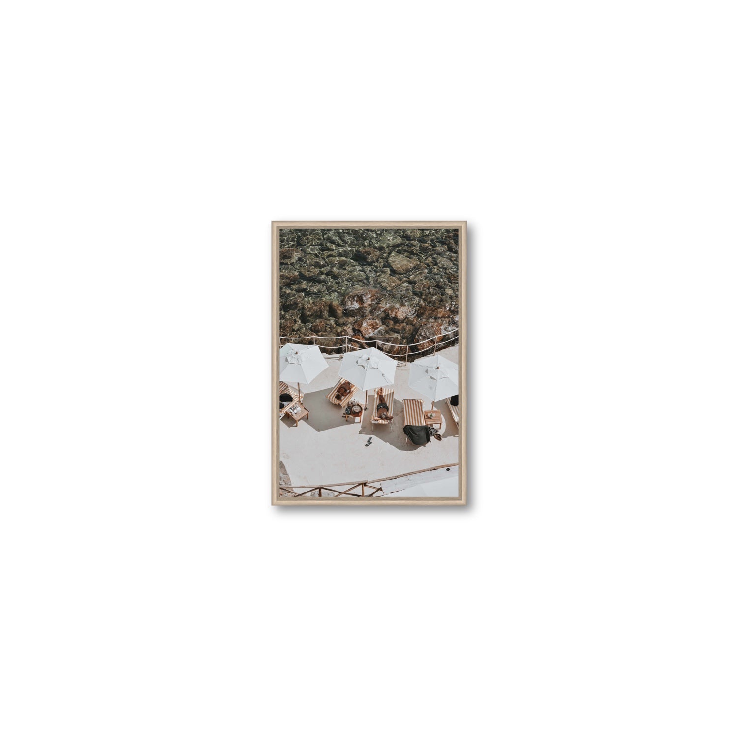 When Harry Met Sally Tuscany coastal wall art Small fine art canvas in natural oak float frame