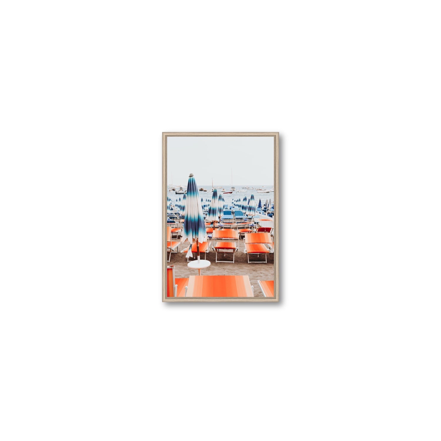 Orange Crush fine art print, Positano, Italy, Small, Natural Oak Float Frame, Fine Art Canvas