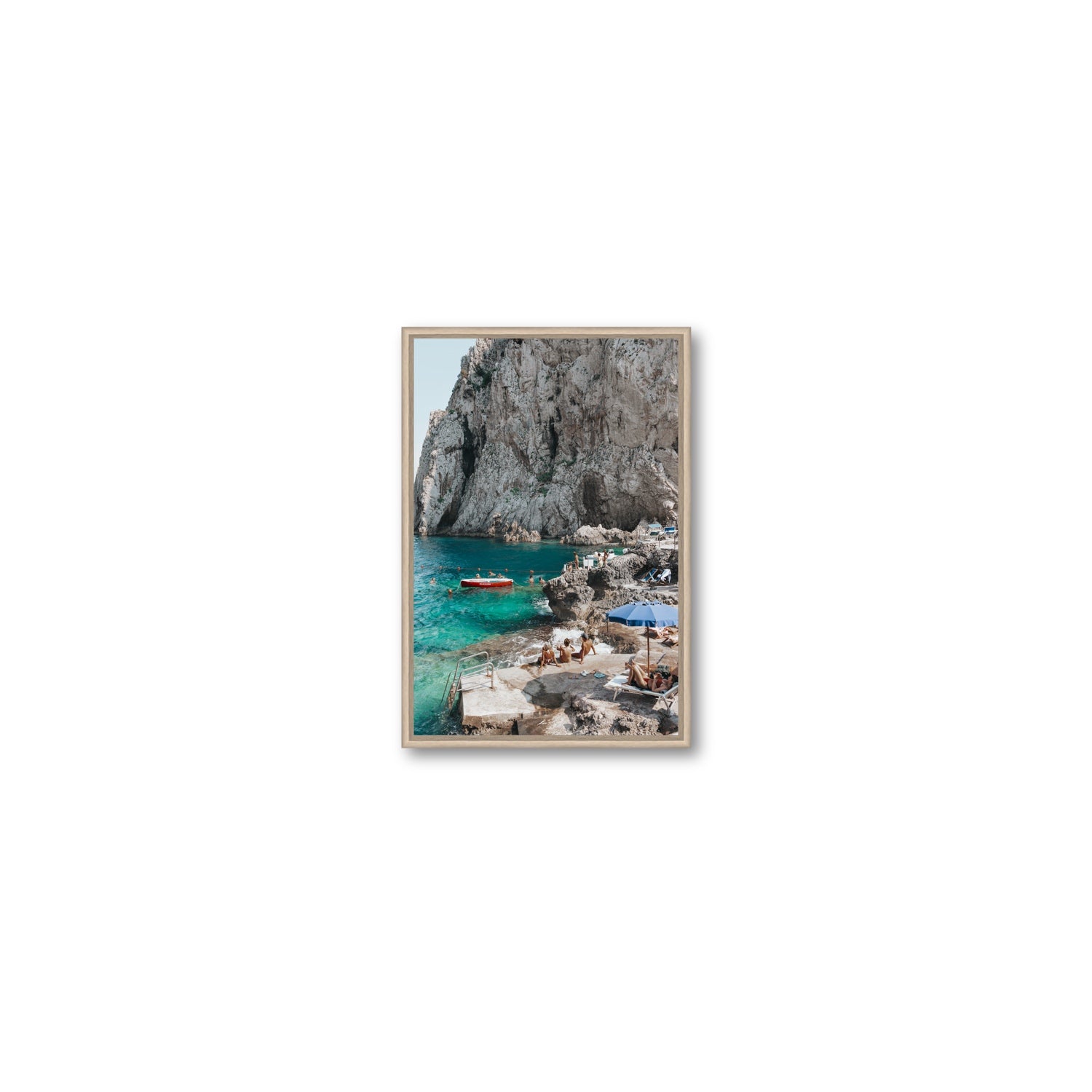Tranquility fine art print, Capri, Italy, Small, Natural Oak Float Frame, Fine Art Canvas