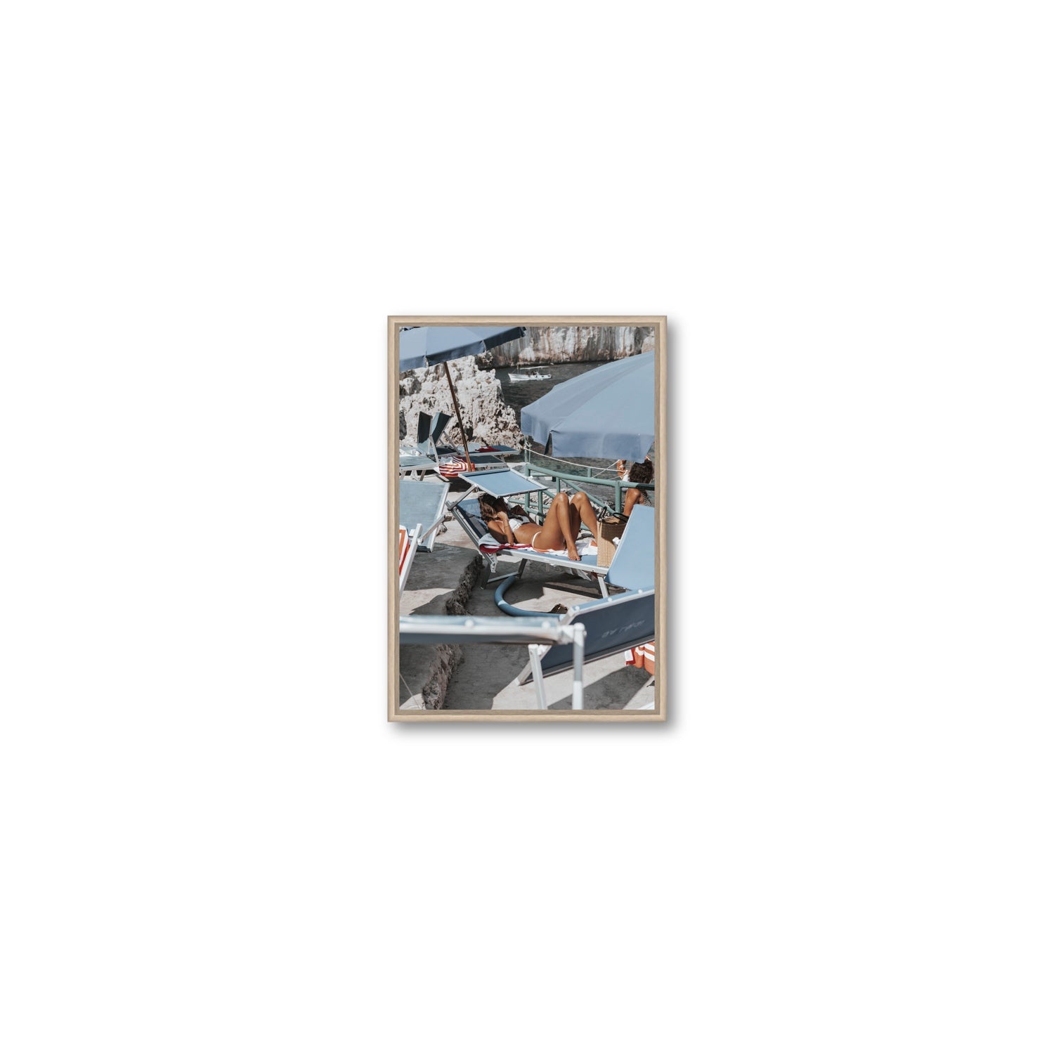 Beach Babe fine art print, Capri, Italy, Small, Natural Oak Float Frame, Fine Art Canvas