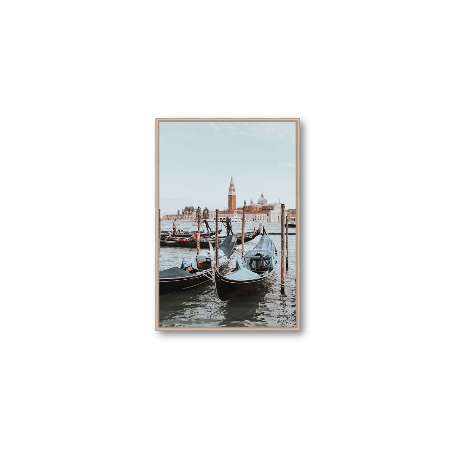 Italian Commute Venice Italian Mediterranean decor wall art Medium fine art canvas in natural oak float frame