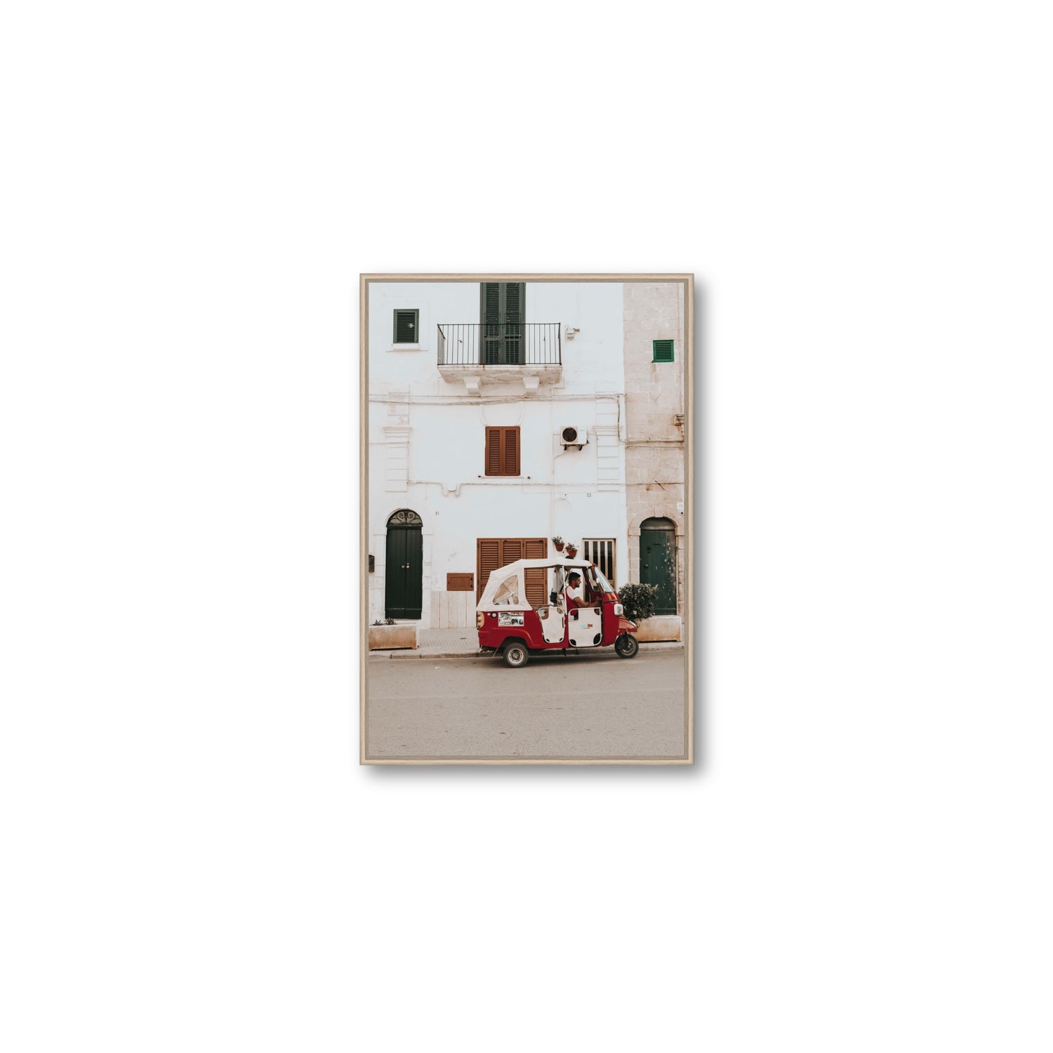 Groovy Piaggio Puglia Italian wall art Medium fine art canvas in natural oak float frame