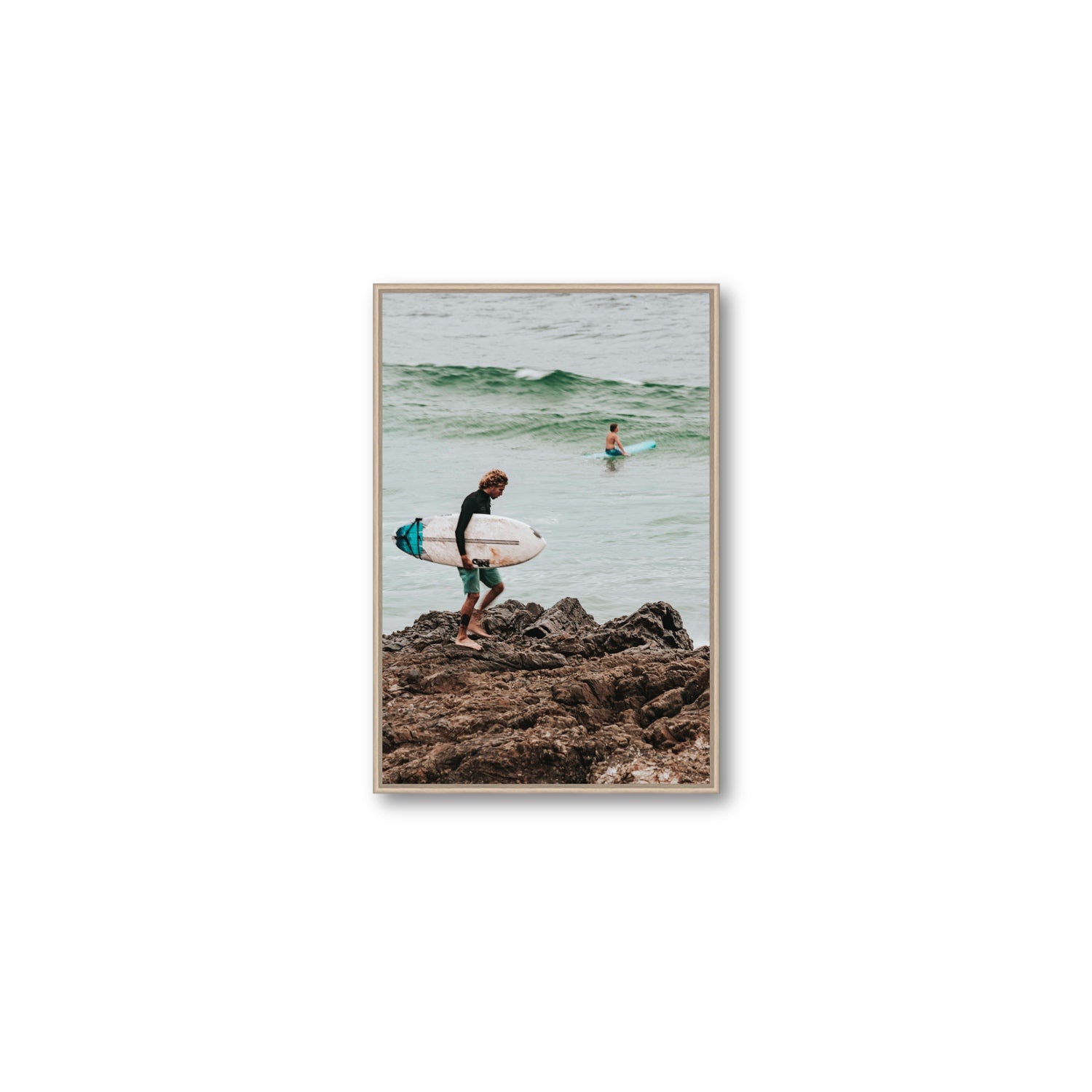 Not All Who Wander Are Lost Byron Bay Surf wall art Medium fine art canvas in natural oak float frame