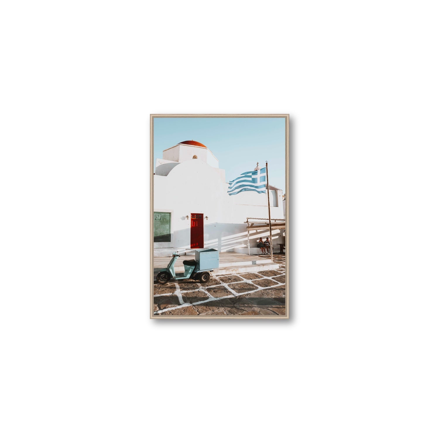 Mykonos Postcard fine art print, Mykonos, Greece, Medium, Natural Oak Float Frame, Fine Art Canvas