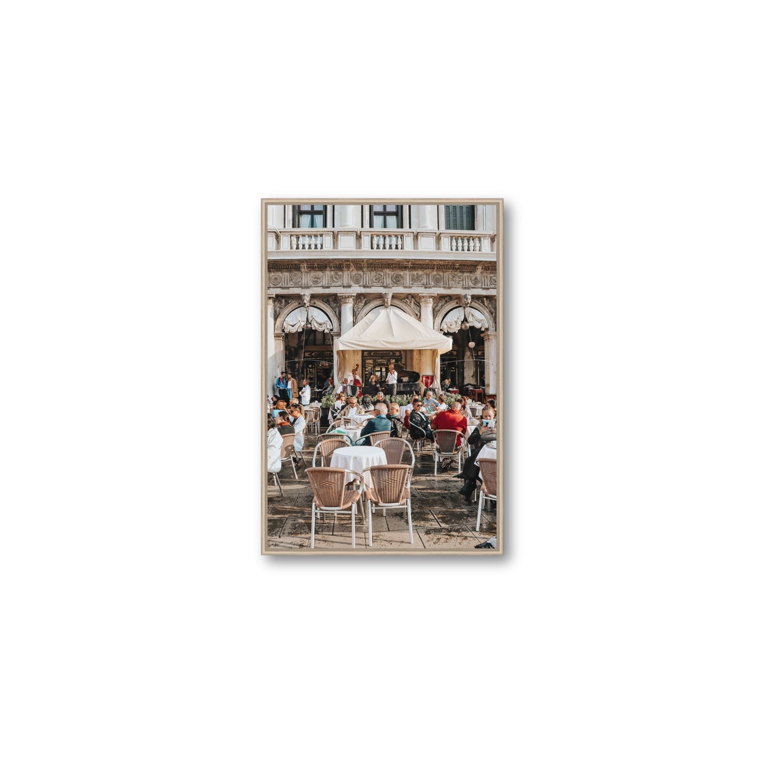 Piazza San Marco Venice Italian wall art Medium fine art canvas in natural oak float frame