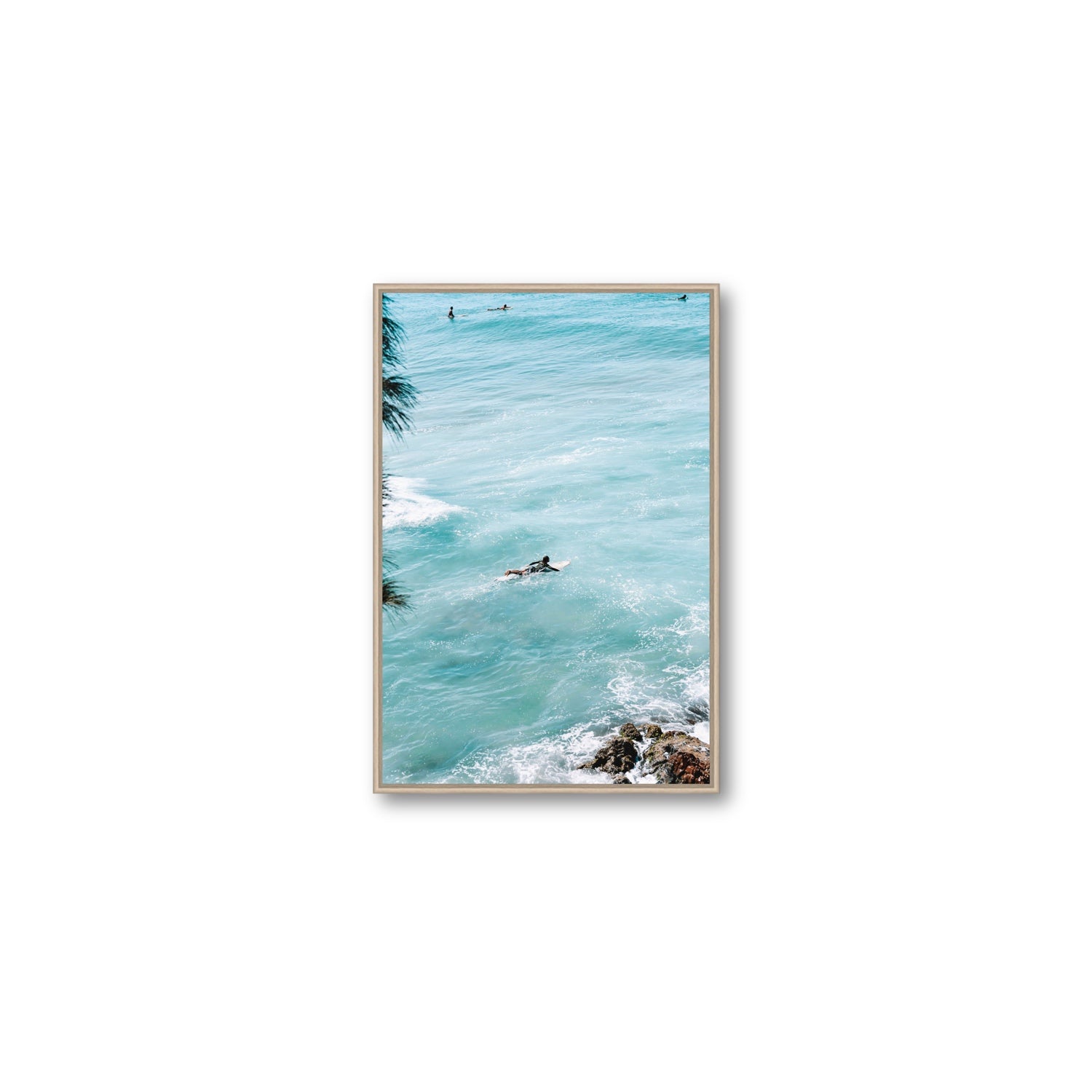 Blue Crush fine art print, Byron Bay, Australia, Medium, Natural Oak Float Frame, Fine Art Canvas