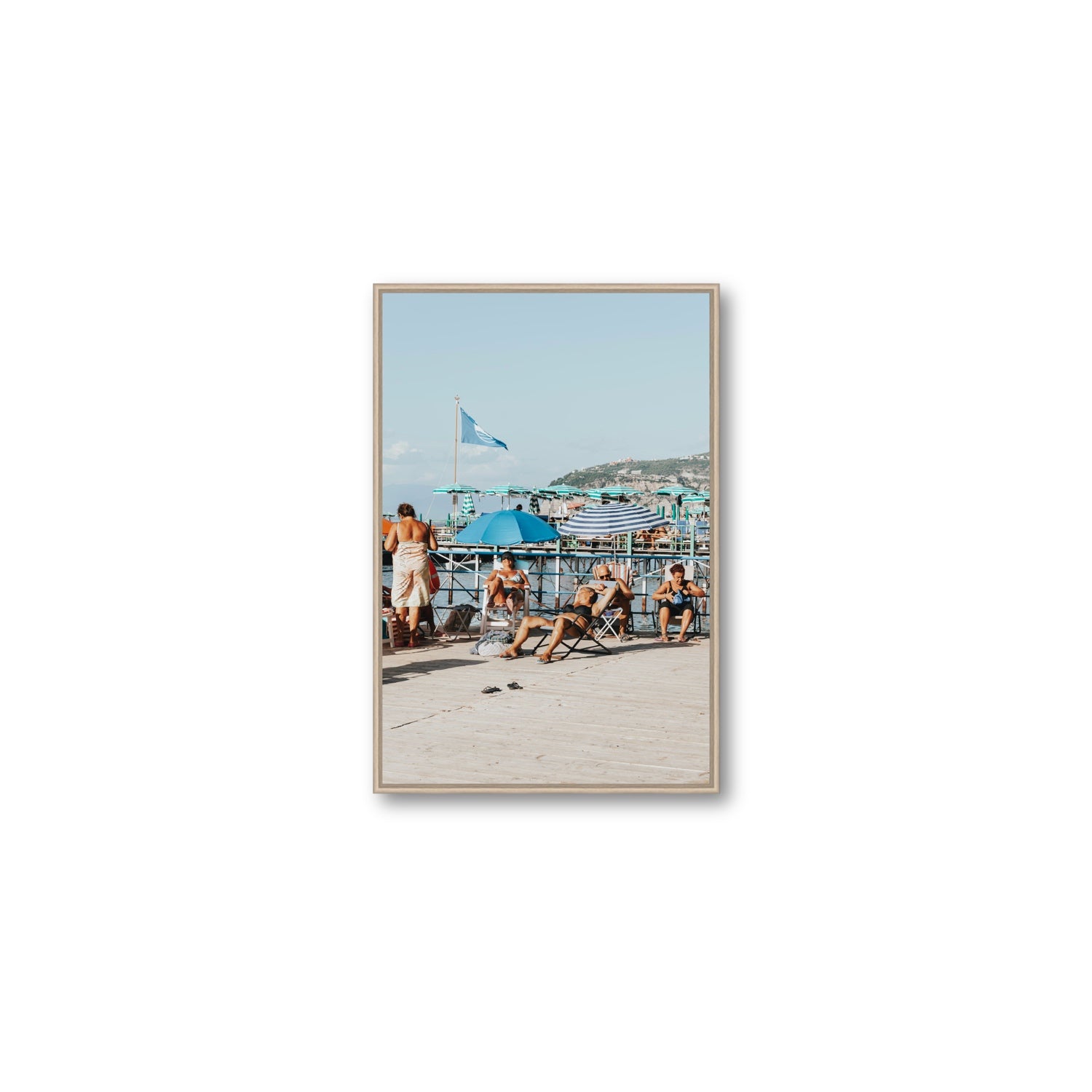 The Golden Years Sorrento Italian wall art Medium fine art canvas in natural oak float frame
