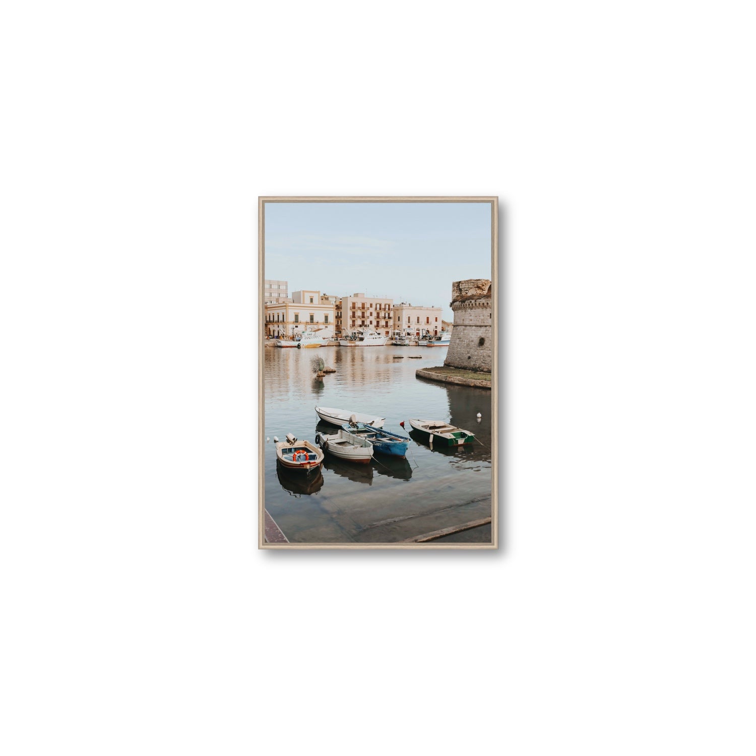 Fishing Legacy fine art print, Puglia, Italy, Medium, Natural Oak Float Frame, Fine Art Canvas