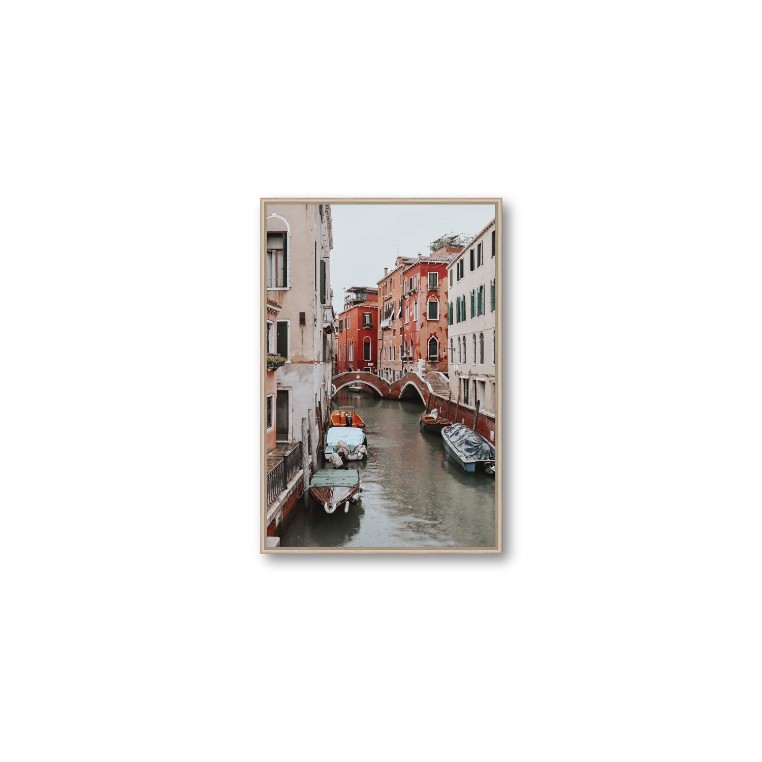 City of Water Venice Italian Mediterranean decor wall art Medium fine art canvas in natural oak float frame
