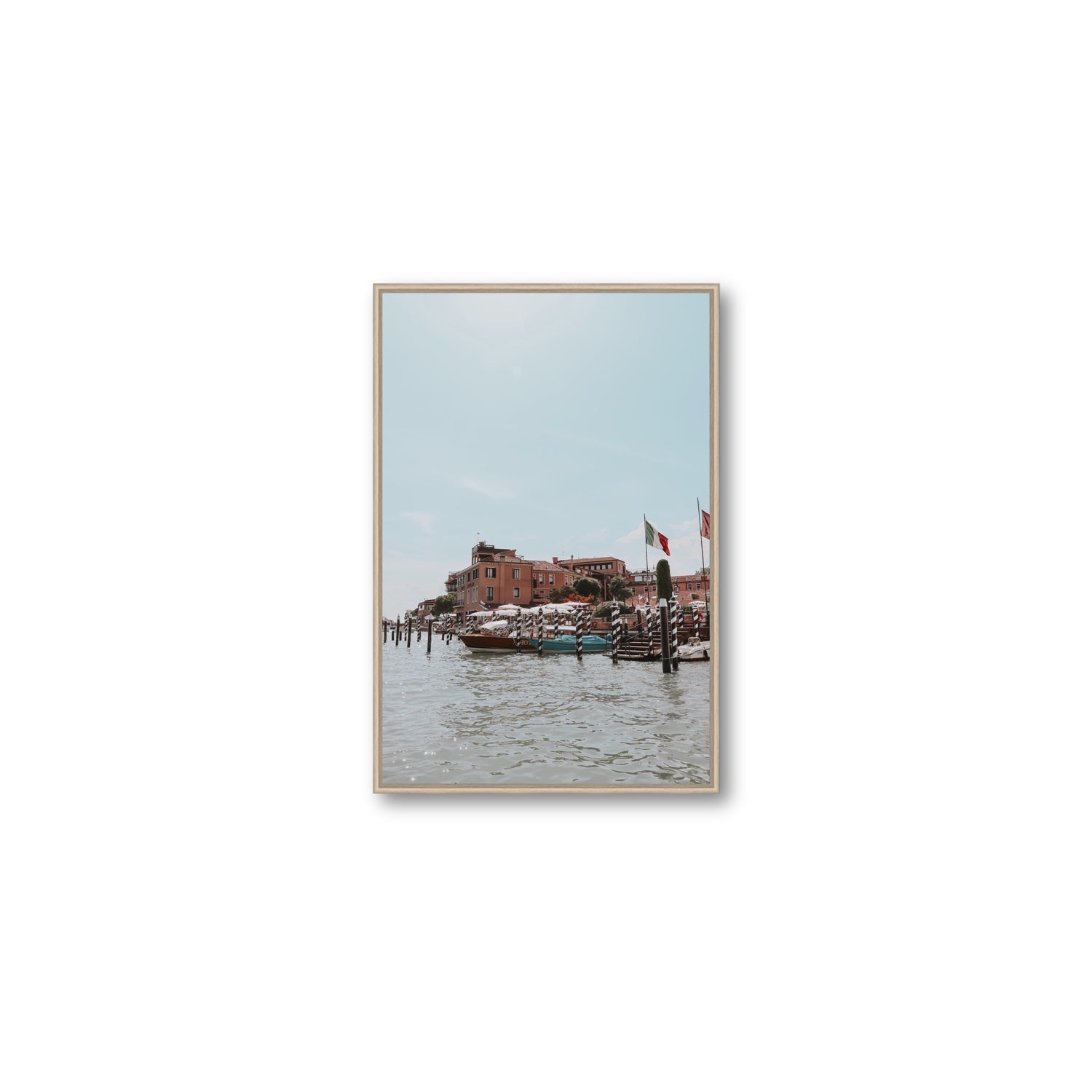 Giudecca Island Venice wall art Medium fine art canvas in natural oak float frame