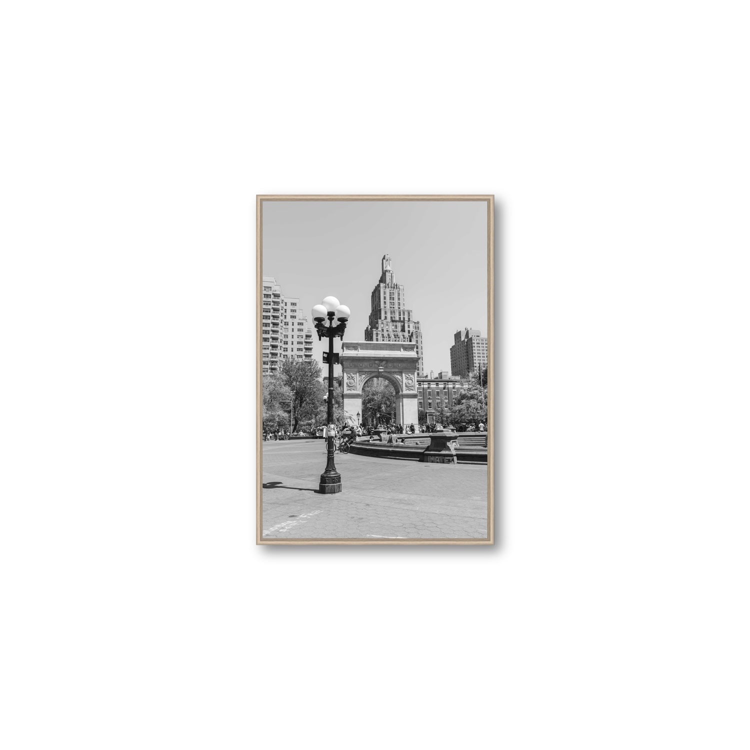Pole Position New York NYC Black & White wall art Medium fine art canvas in natural oak float frame