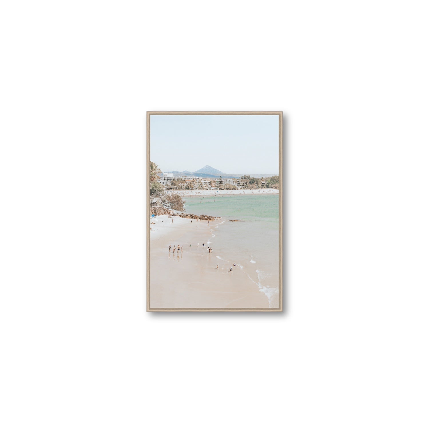 Little Cove Shallows fine art print, Noosa, Australia, coastal scenes artwork, Medium, Natural Oak Float Frame, Fine Art Canvas