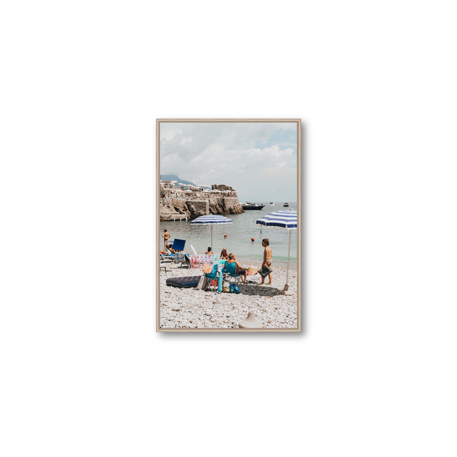 Couple Goals Nerano Amalfi Coast coastal wall art Medium fine art canvas in natural oak float frame