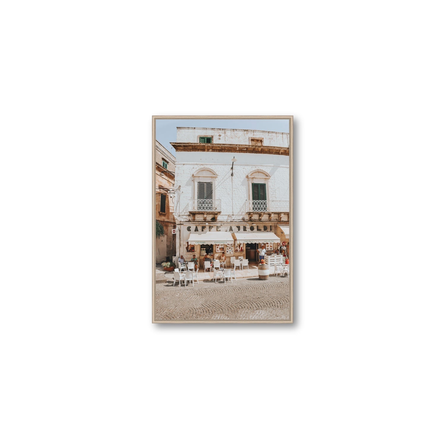 L'Ora di Pranzo Puglia L’Ora di Pranzo Italian art print Medium fine art canvas in natural oak float frame