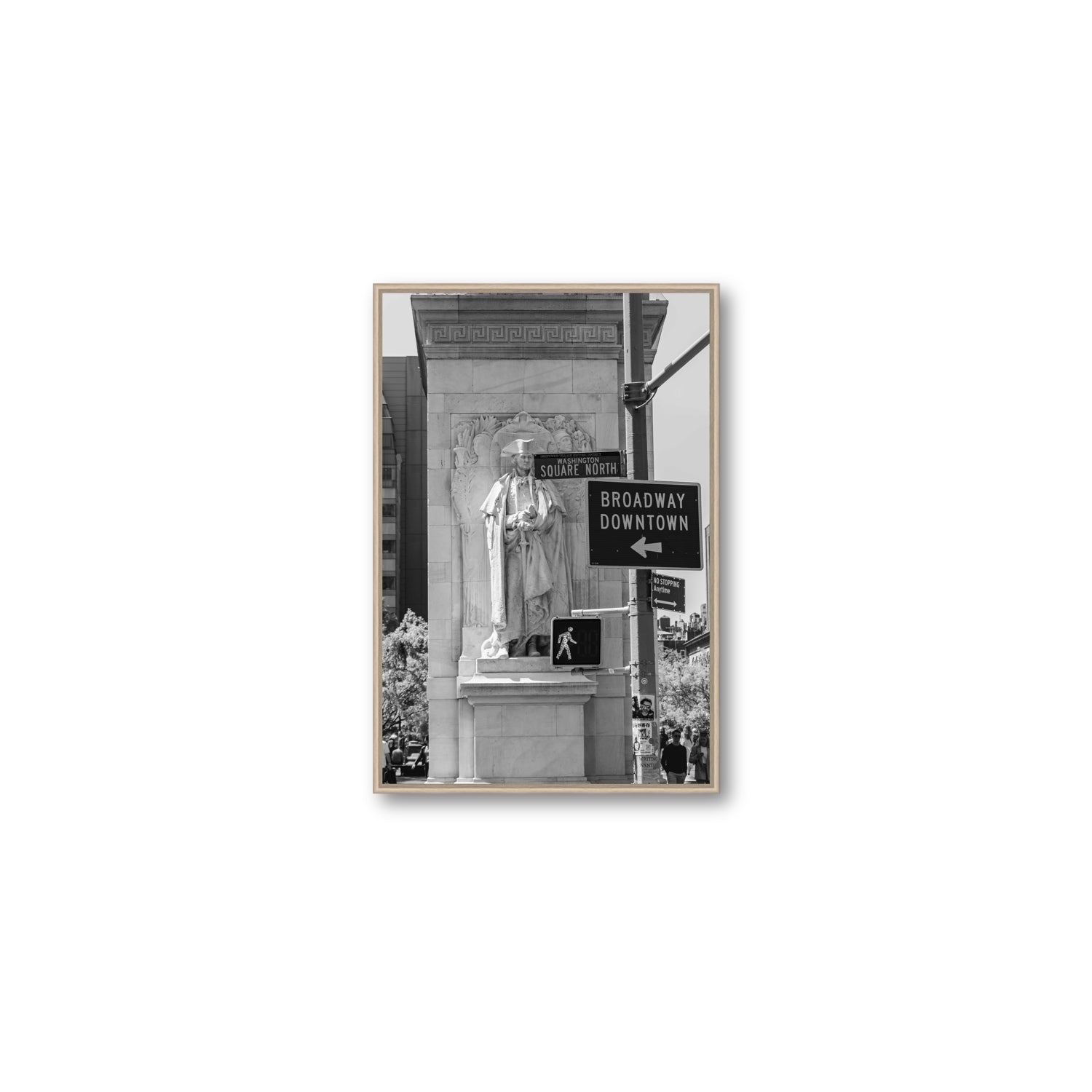 Silent Sentinels New York NYC Black & White wall art Medium fine art canvas in natural oak float frame