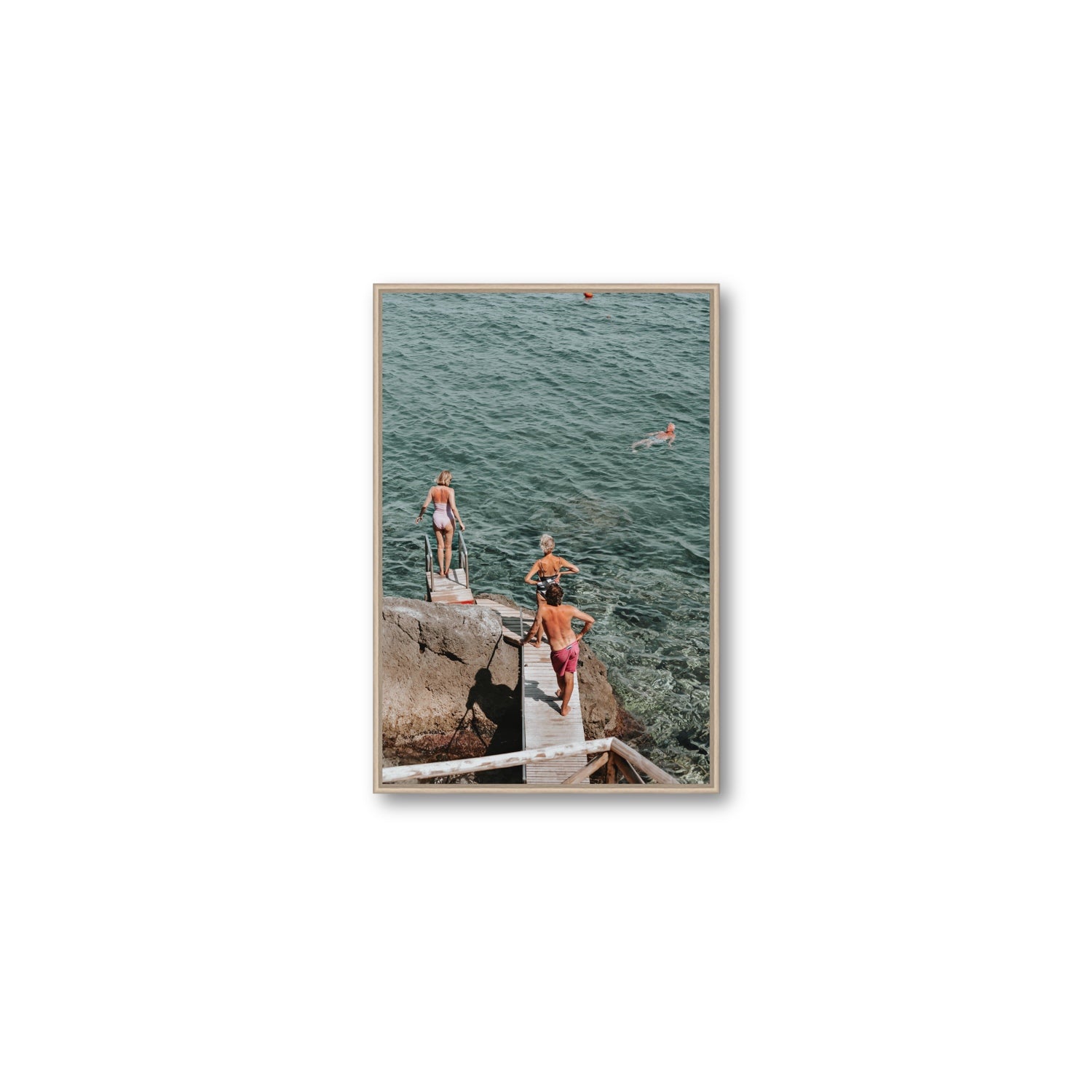 Freewheeling Spirit Tuscany coastal Italian wall art Medium fine art canvas in natural oak float frame