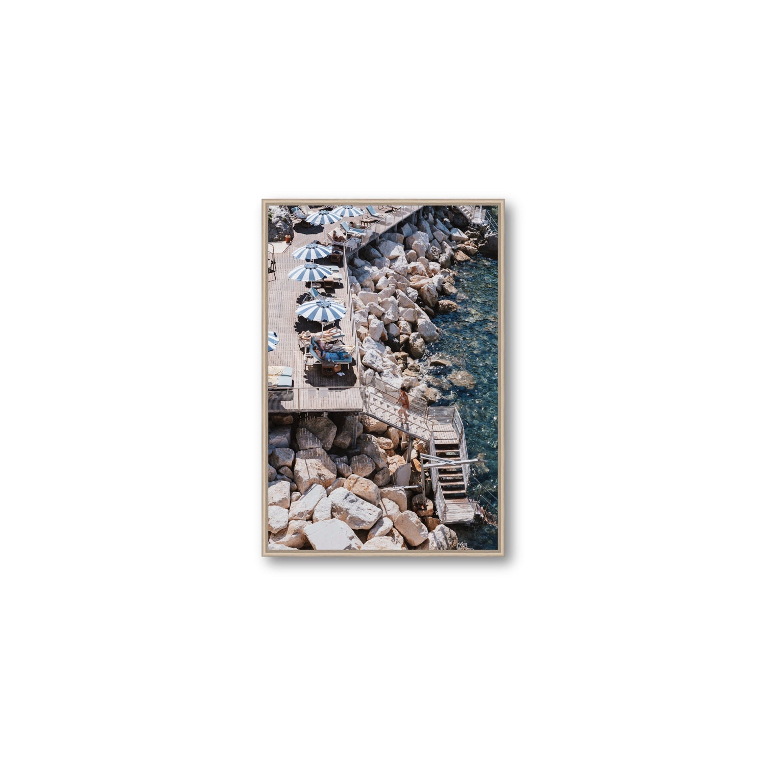 Life On The Shore fine art print, Ischia, Italy, Medium, Natural Oak Float Frame, Fine Art Canvas