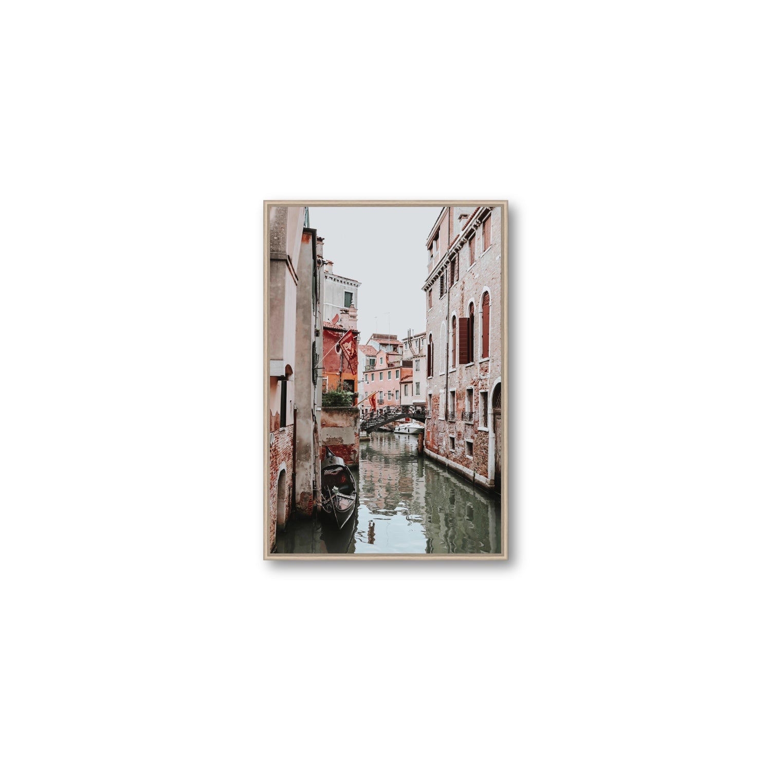Laguna Veneta Venice Italian wall art Medium fine art canvas in natural oak float frame