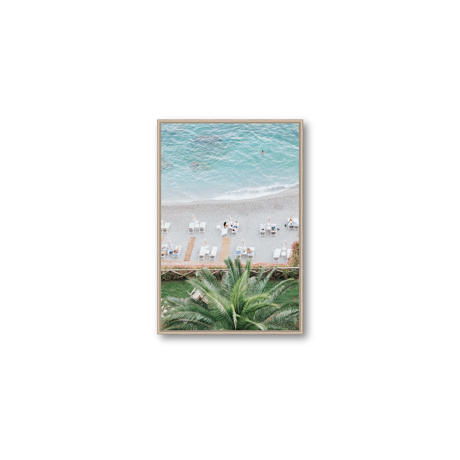 Paradiso Amalfi Mediterranean wall art Medium fine art canvas in natural oak float frame