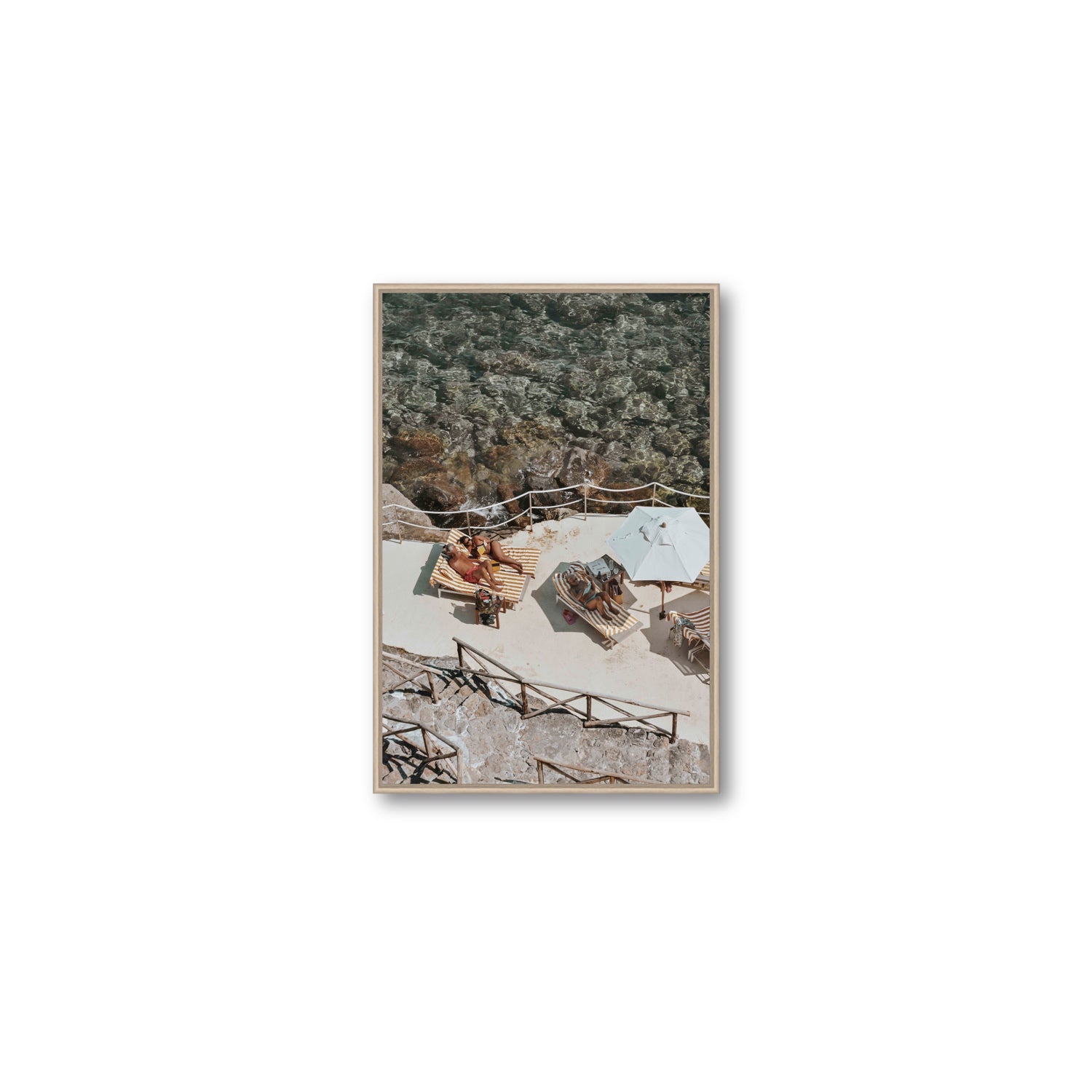 Lounge Lizards Tuscany Italian decor wall art Medium fine art canvas in natural oak float frame