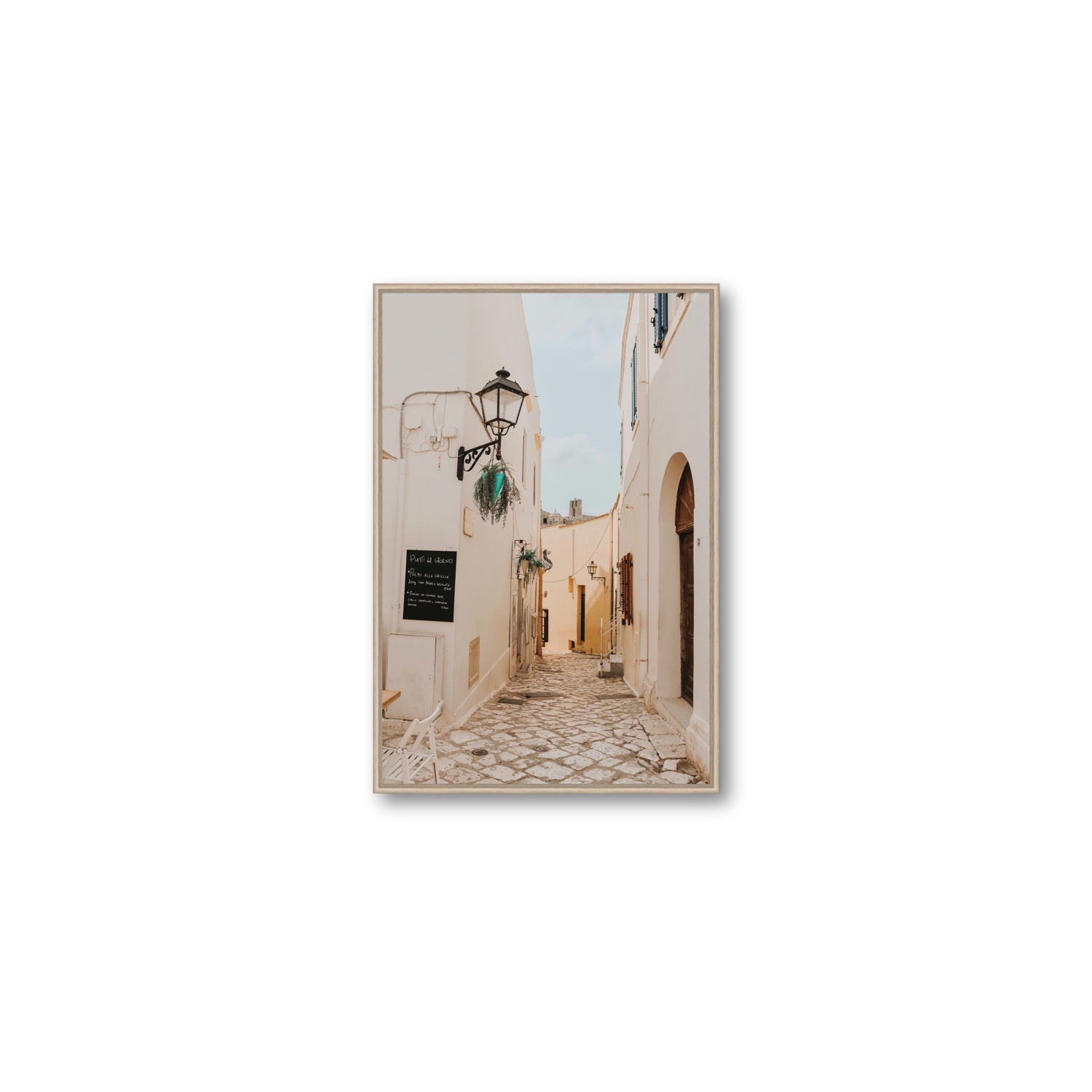 Twilight Passage Puglia Italian wall art Medium fine art canvas in natural oak float frame