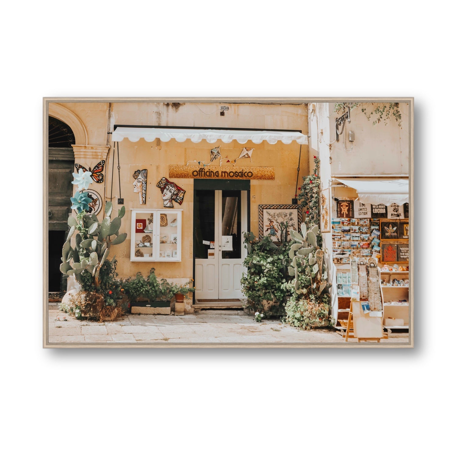 Mosaic Workshop Puglia Italian wall art Statement fine art canvas in natural oak float frame