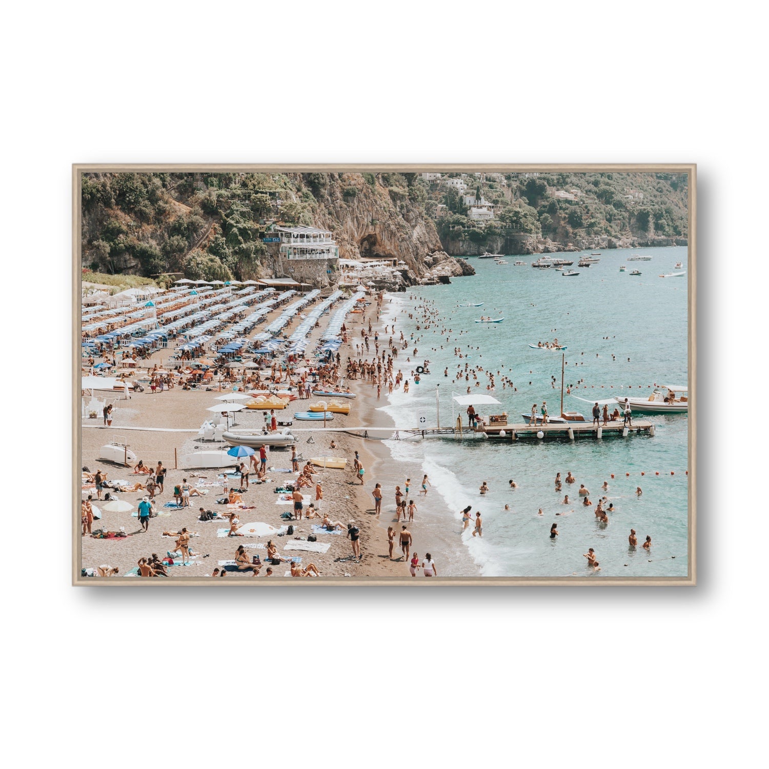 Vista Costiera fine art print, Positano, Italy, Statement, Natural Oak Float Frame, Fine Art Canvas